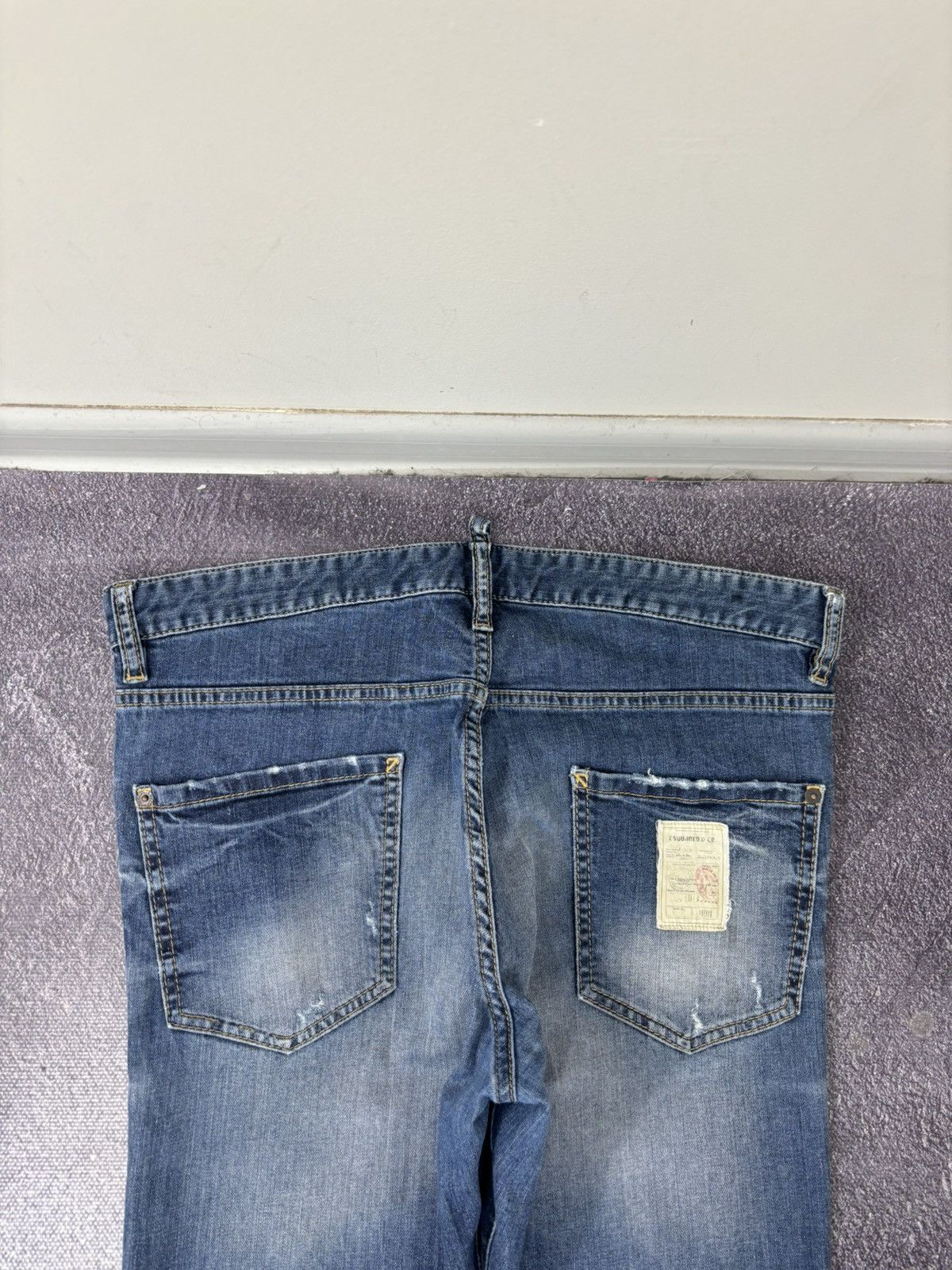 Dsquared2 Dsquared2 Ripped Faded Blue Slim Fit Tapered Denim Jeans Size US 34 / EU 50 - 14 Thumbnail