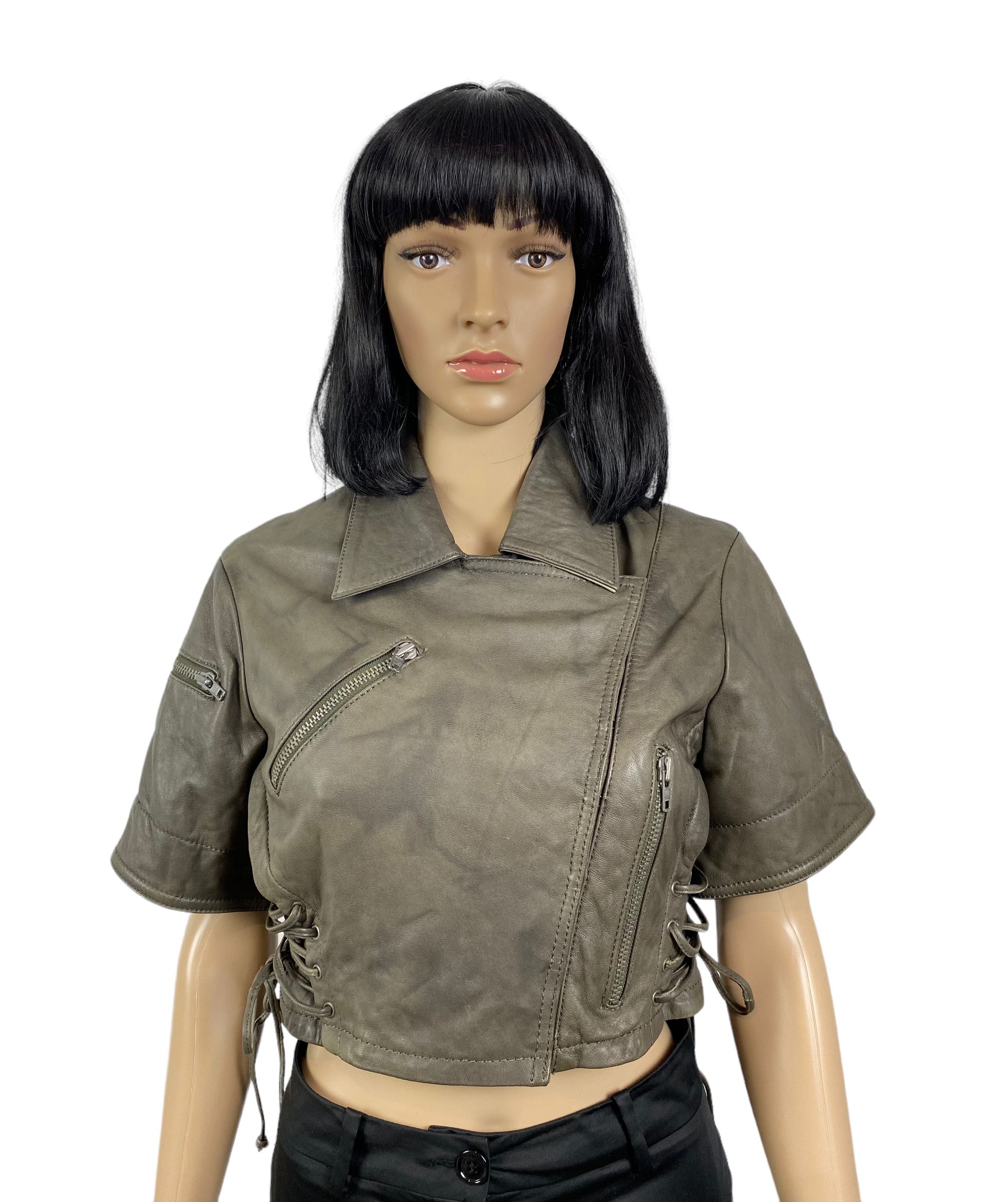 Allsaints all saints leather jacket short sleeve womens size us 10 Size L / US 10 / IT 46 - 8 Thumbnail