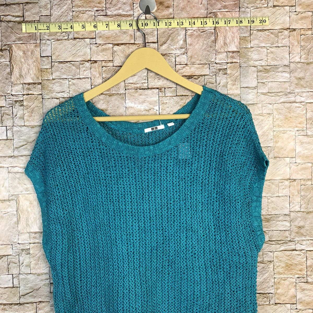Uniqlo Blue crochet mesh net sleeveless Knitwear #A789