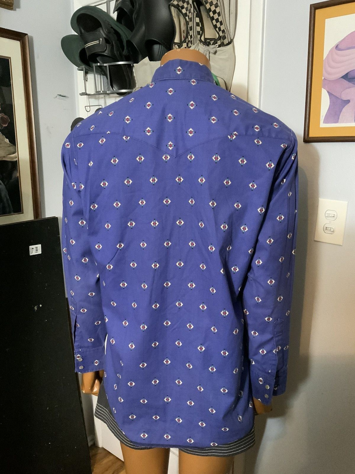 Vintage × Wrangler Wrangler Western Brushpopper Aztec Southwestern Rodeo Shirt Size US L / EU 52-54 / 3 - 8 Thumbnail