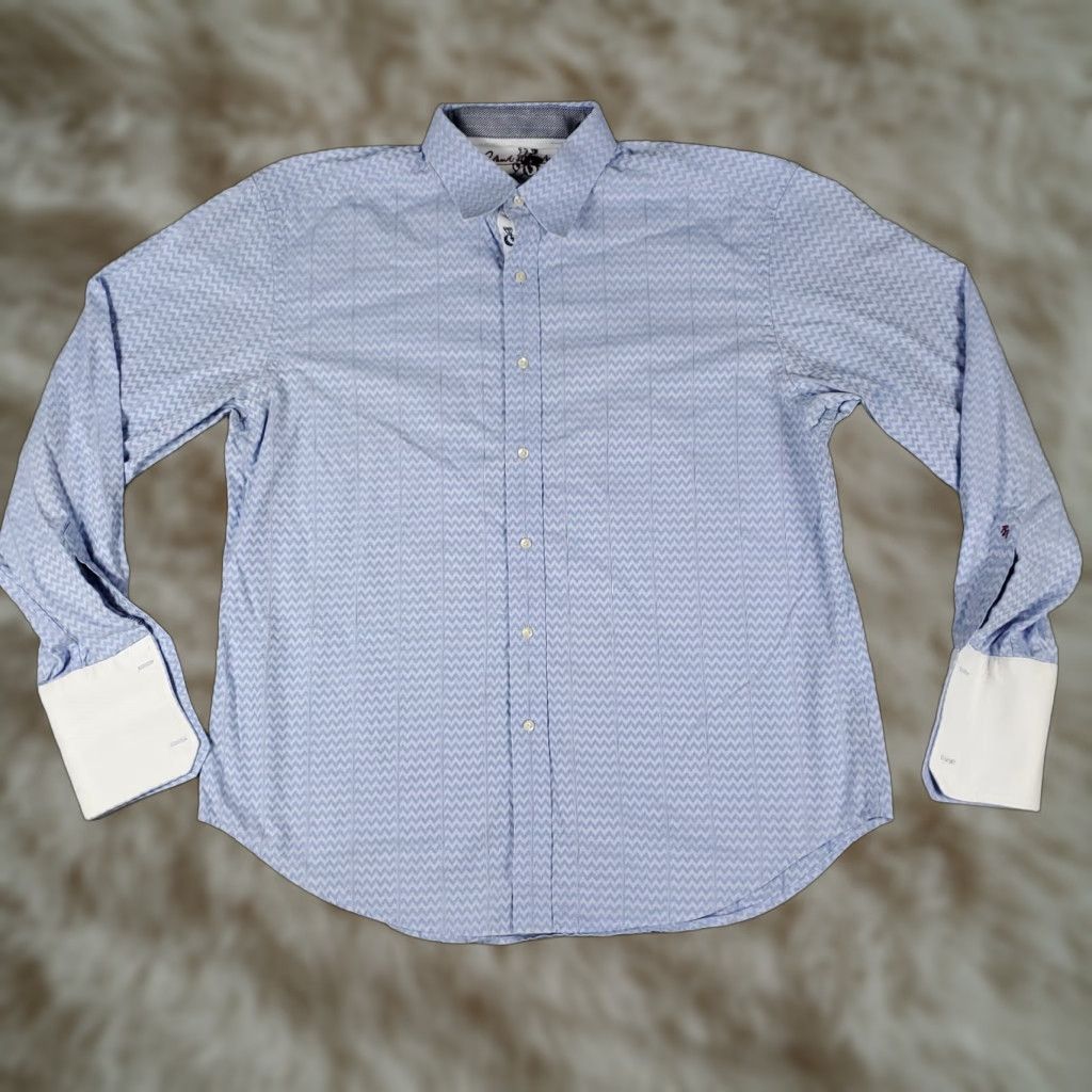 Robert Graham Robert Graham Shirt Mens XL Blue Button-Up Long Sleeve French Cuff Size US XL / EU 56 / 4 - 1 Thumbnail
