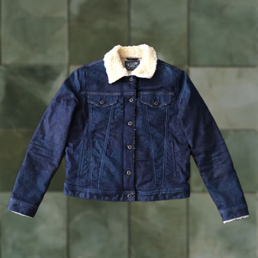 Diesel DIESEL Denim Jacket Womens Large Blue Teddy Sherpa Inside Winter Ladies Button Up Denim jacket Womens Large Blue Size L / US 10 / IT 46 - 1 Thumbnail