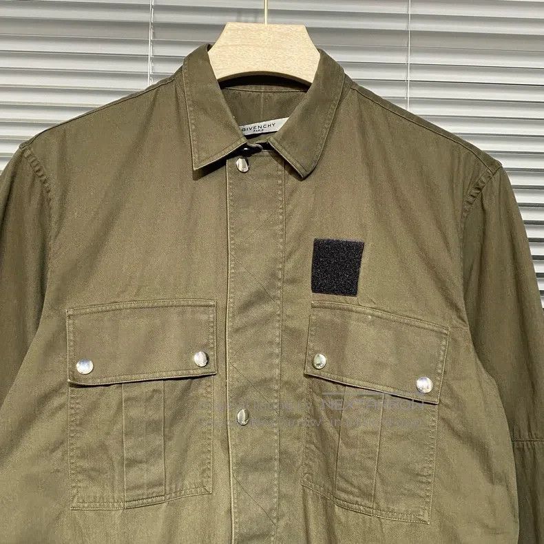 Givenchy Givenchy size 39 Military Green Denim Shirt Jacket Size US S / EU 44-46 / 1 - 3 Thumbnail