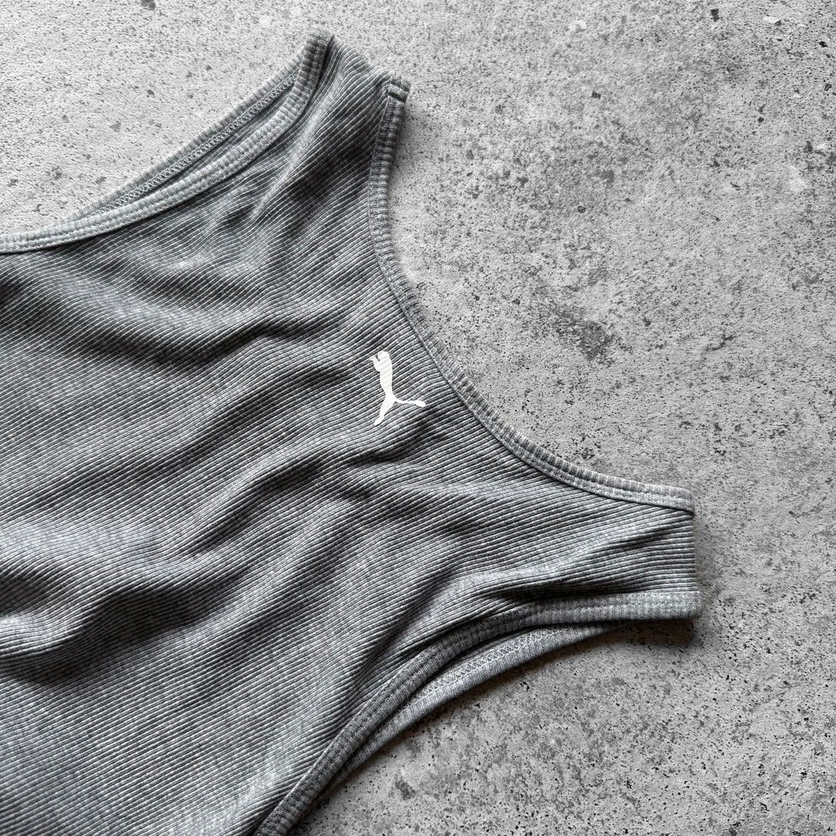 Puma Puma Womens Grey Ribbed Big Logo Tank Top Size L / US 10 / IT 46 - 4 Thumbnail
