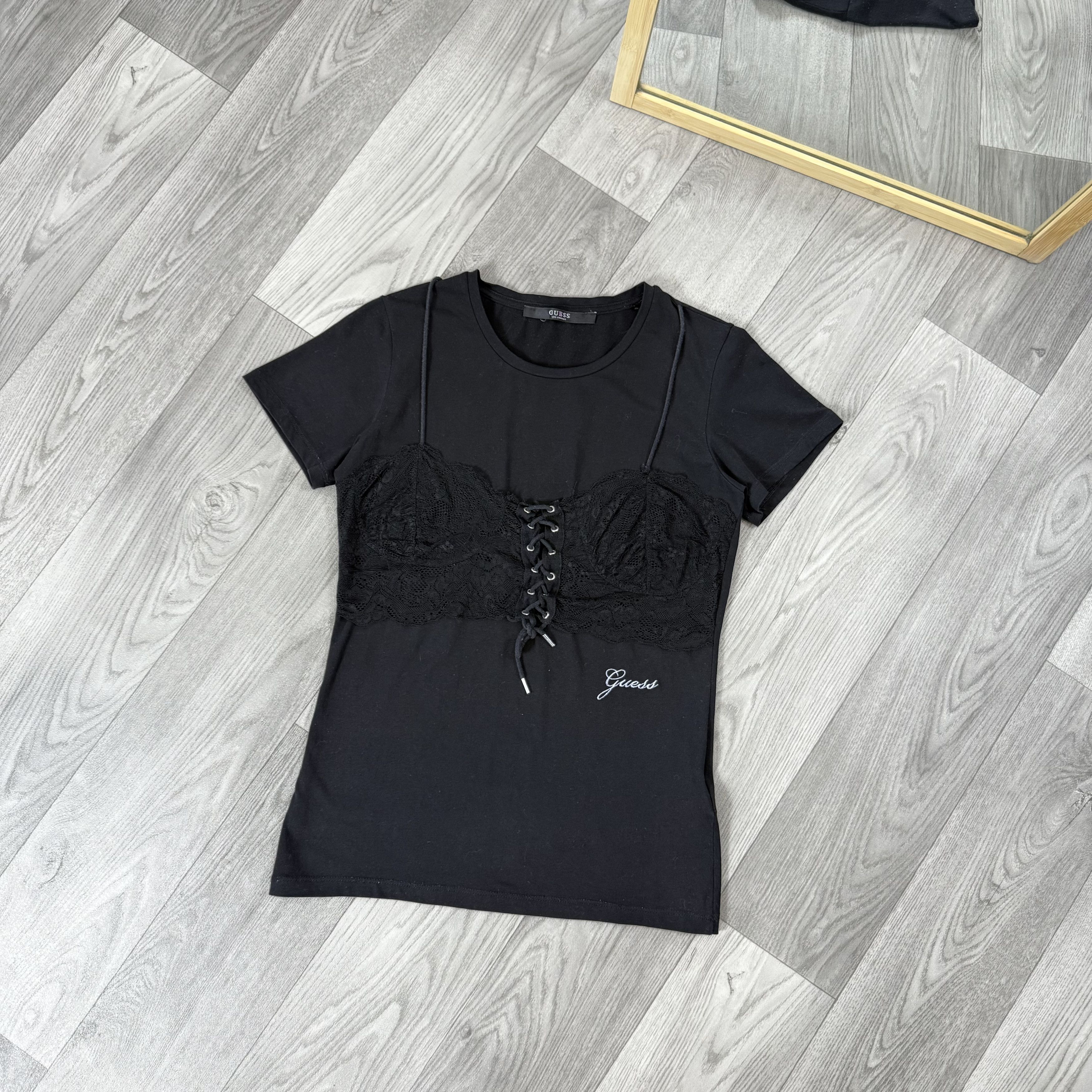 Guess Guess Bra Corset Style Y2K Black Tee Shirt S Size S / US 4 / IT 40 - 1 Thumbnail