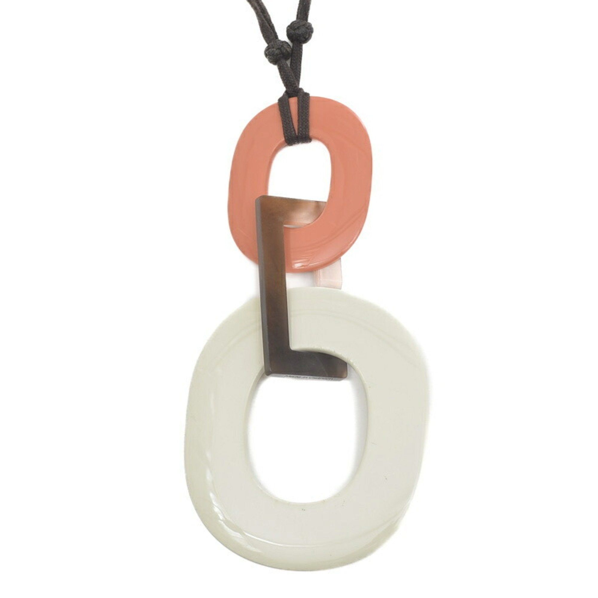 image of Hermes Kara Necklace Buffalo Horn White/pink in Brown, Women's