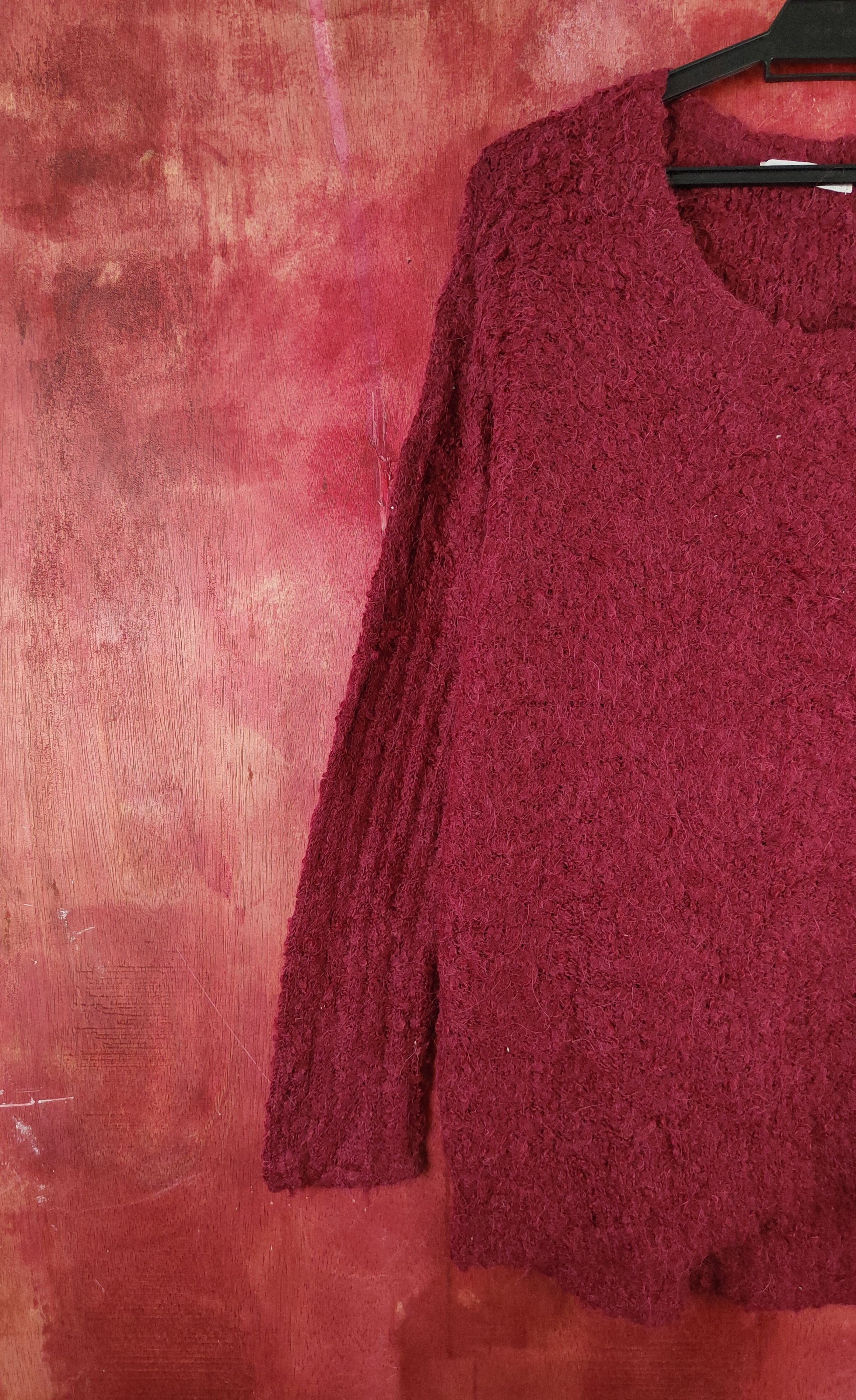 Aran Isles Knitwear Lowrys Farm Maroon Fur Mohair Knitwear #S2022 Size L / US 10 / IT 46 - 3 Thumbnail
