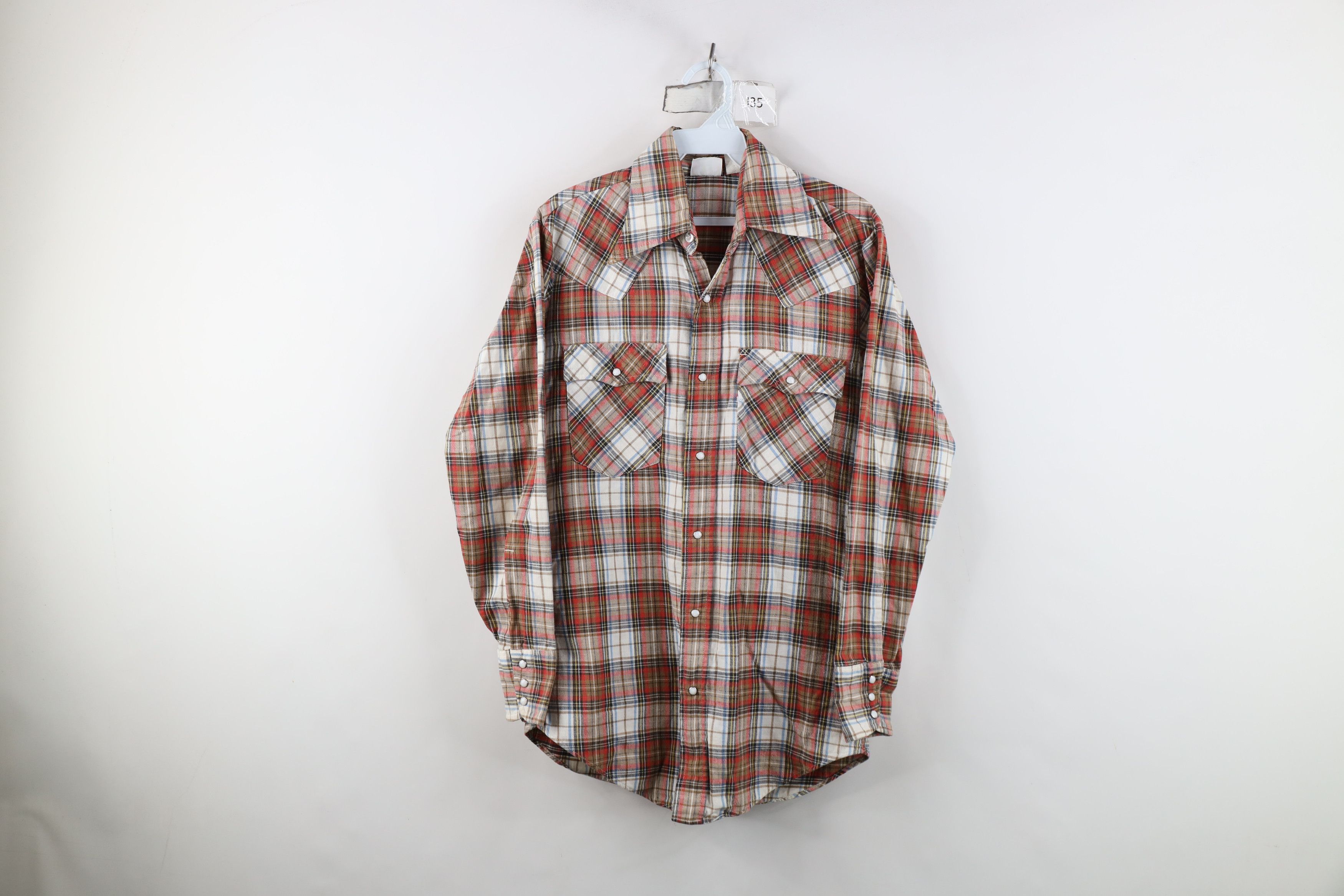 Vintage 70s Levis Cowboy Flannel Snap Button Shirt Plaid USA
