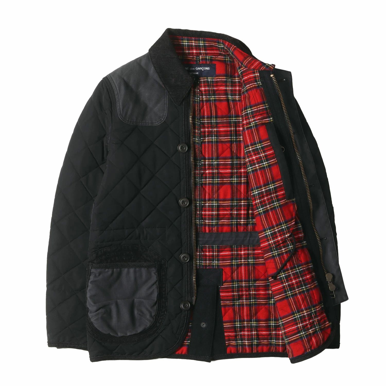 Comme des Garcons Homme WorkCoat chin strap Corduroy switching Quilted padded Black Size US XS / EU 42 / 0 - 3 Thumbnail