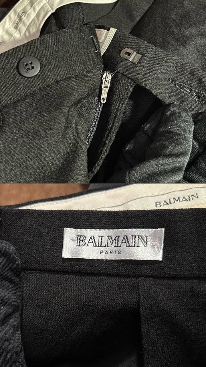 Balmain × Vintage BALMAIN 100% WOOL Ankle STRAIGHT Leg Trouser Pants Size US 38 / EU 54 - 2 Thumbnail