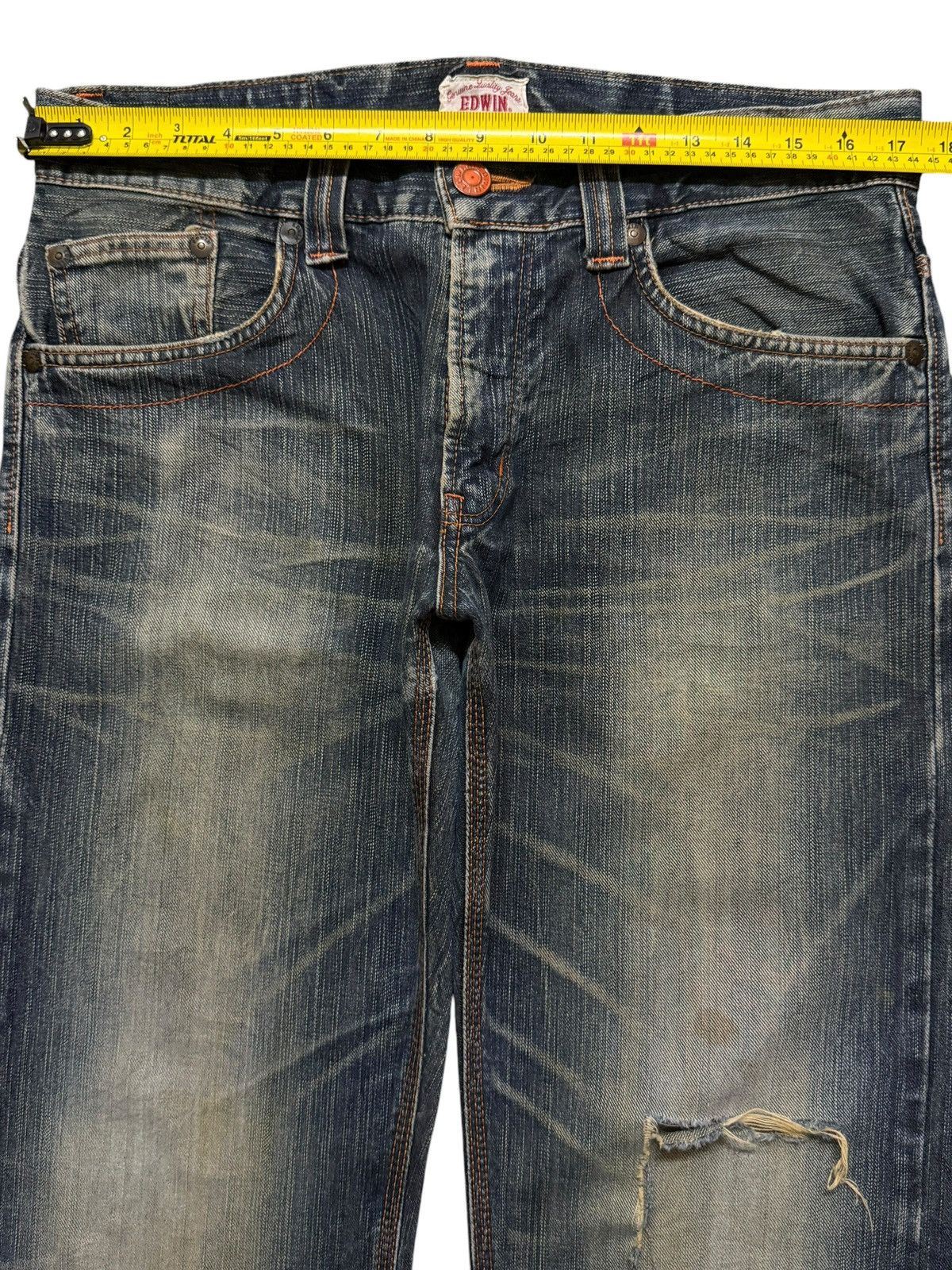 Edwin Vintage 90s Edwin XV Mud Wash Whiskers Distressed Wide Leg Size US 34 / EU 50 - 10 Thumbnail