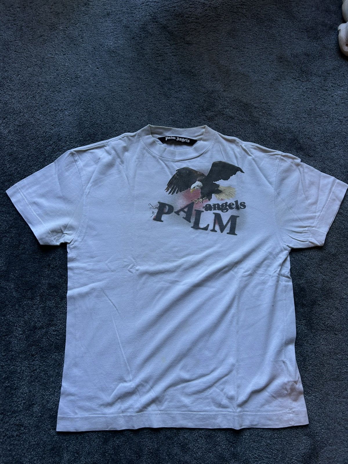 Palm Angels Eagle Logo Graphic T-Shirt White Size M