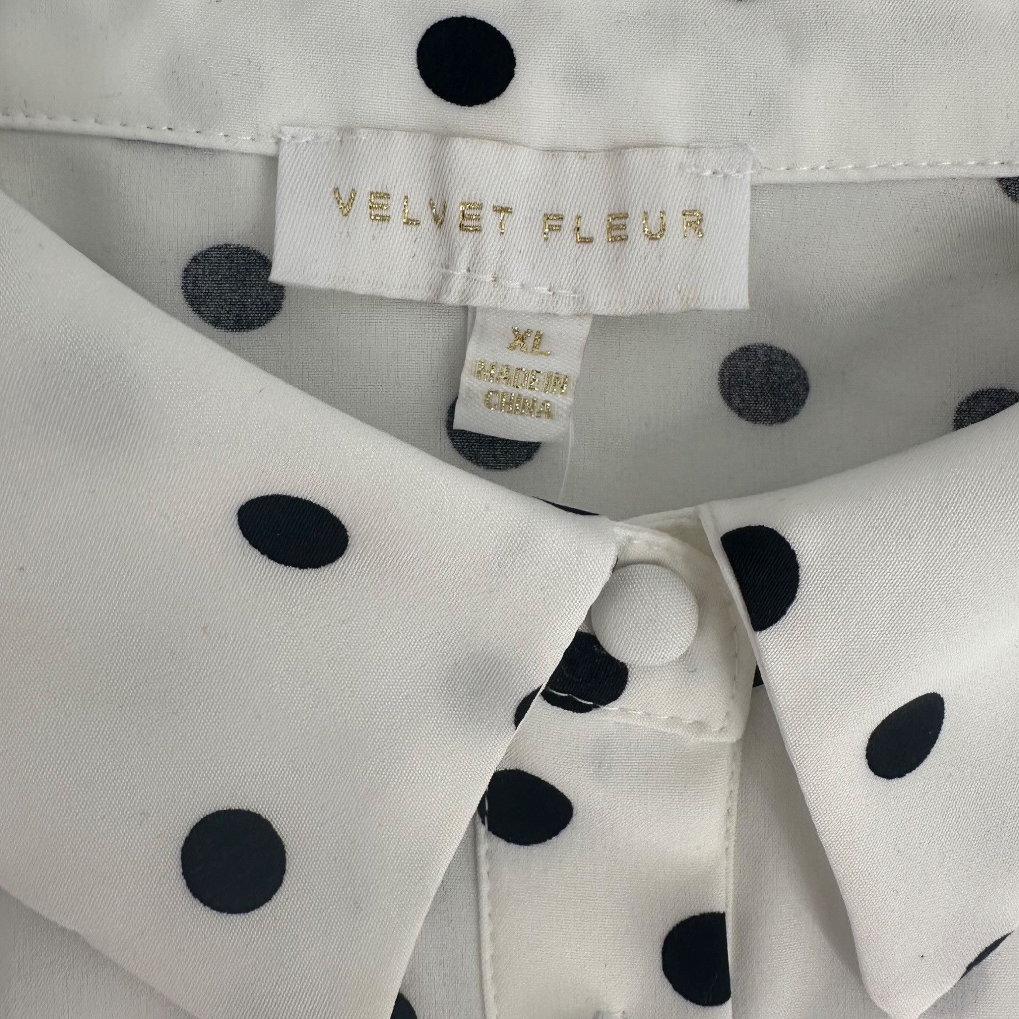 Other NWT Velvet Fleur White Button-Front Blouse Black Polka Dots Size XL / US 12-14 / IT 48-50 - 6 Thumbnail