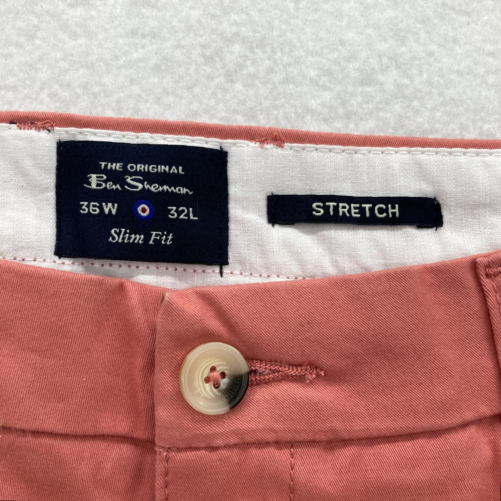 Ben Sherman Ben Sherman Chino Pants Mens 36x32 Slim Straight Pink Stretch Preppy Casual NWT Size US 36 / EU 52 - 5 Thumbnail