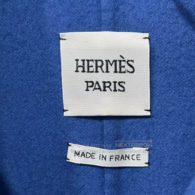 Hermes Hermes Blue Leather Patch Long Wool Cashmere Coat Size XXS / US 00 / IT 34 - 5 Thumbnail