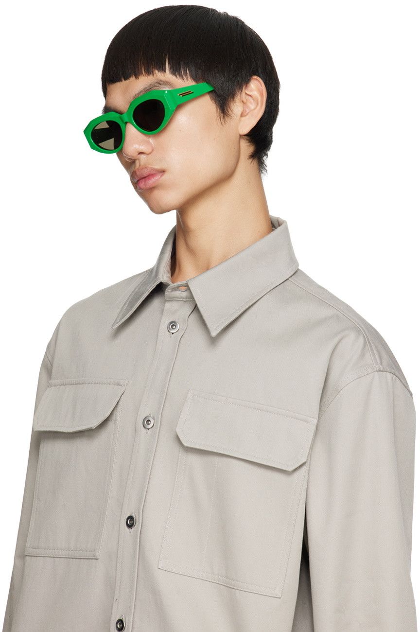 Bottega Veneta BOTTEGA VENETA - Facet Oval Sunglasses in Green. Unisex Size ONE SIZE - 9 Thumbnail