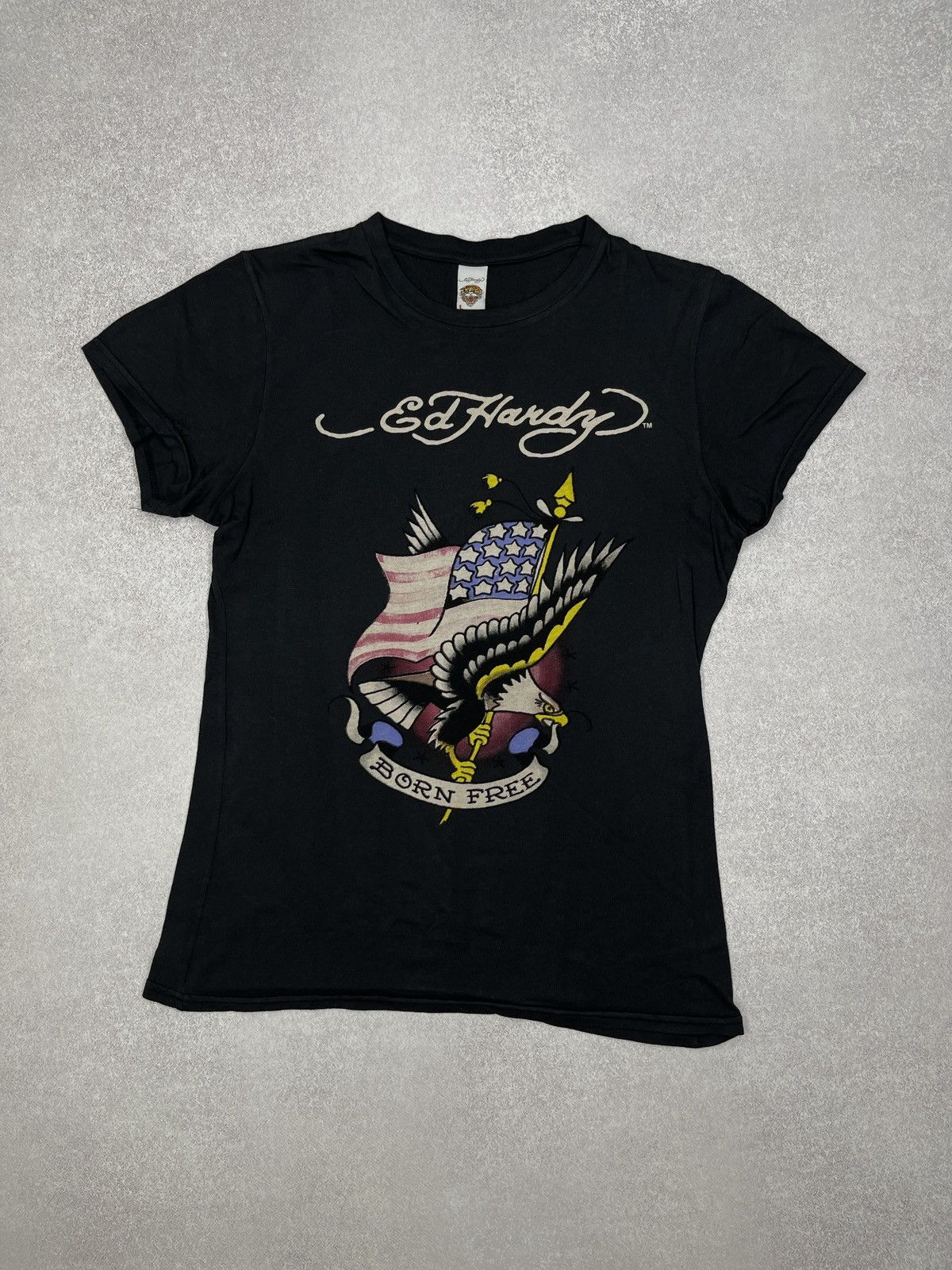 Ed Hardy Vintage Ed Hardy Melrose Born Free Usa Flag Eagle T Shirt Size L / US 10 / IT 46 - 2 Thumbnail
