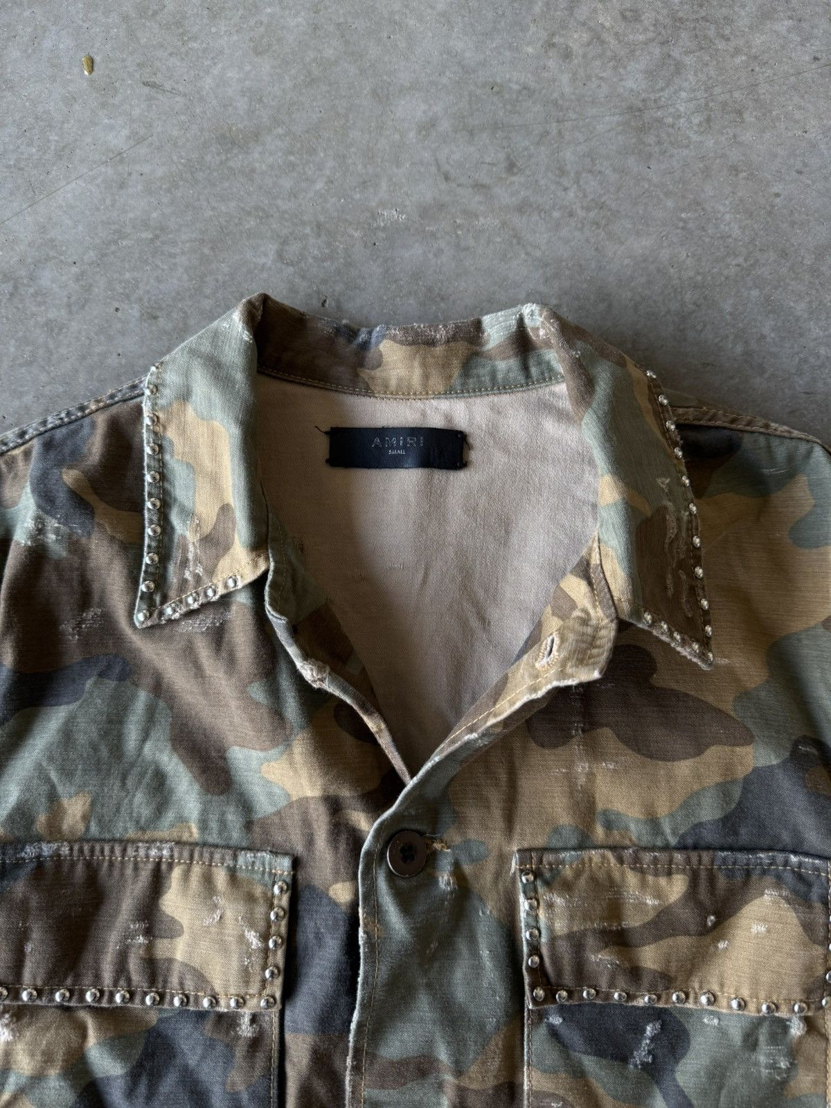 Amiri Amiri Studded Distressed Camo Field Jacket Size US S / EU 44-46 / 1 - 9 Thumbnail