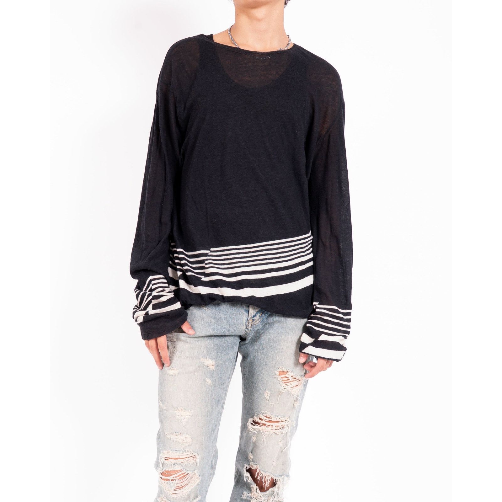 Haider Ackermann SS16 Striped Knit in Black & White Wool Size US M / EU 48-50 / 2 - 5 Thumbnail