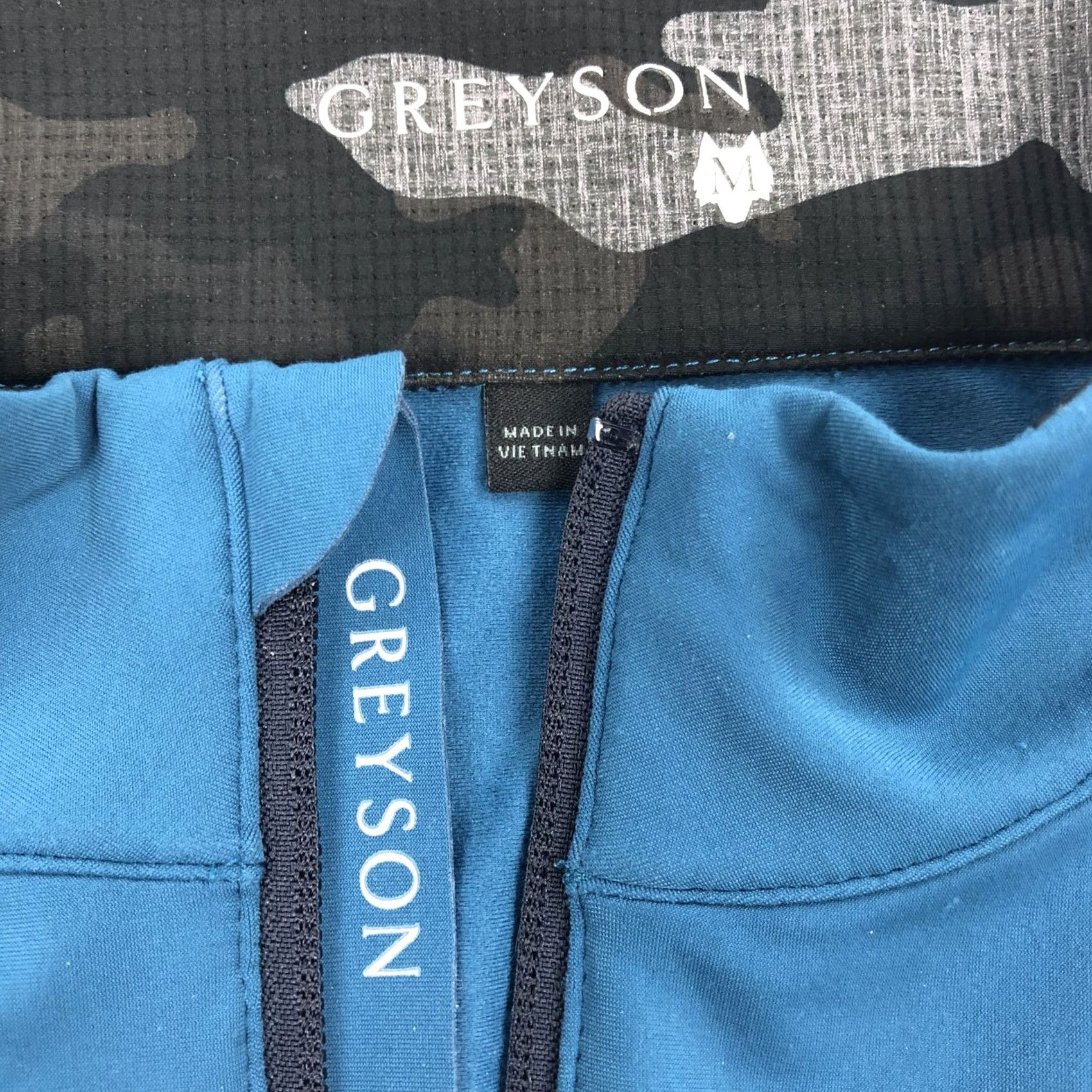 Vintage GREYSON Men's Wolf Logo Activewear Quarter Zip Pullover Shirt M Teal Blue Size US M / EU 48-50 / 2 - 4 Thumbnail