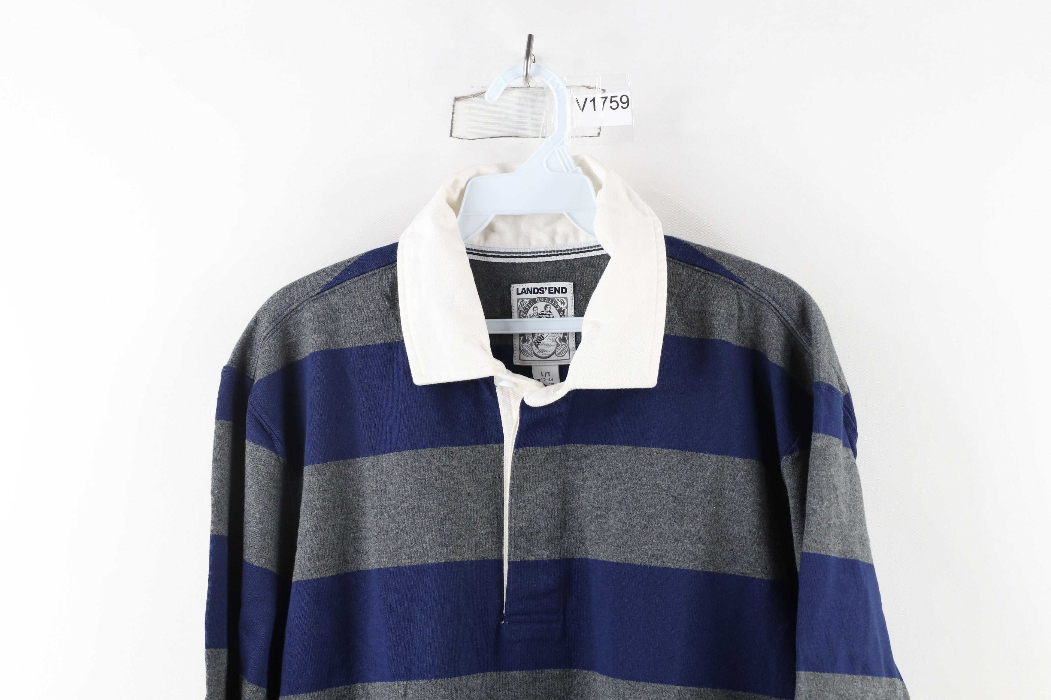 Lands' End × Vintage Vintage Lands End Striped Heavyweight Long Sleeve Rugby Polo Size US L / EU 52-54 / 3 - 2 Thumbnail