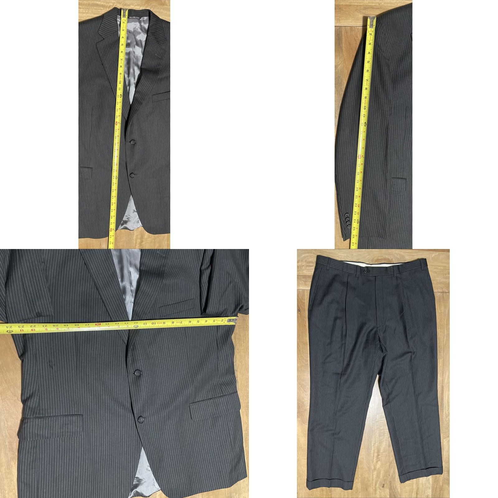 Jack Victor VINTAGE Jack Victor 2 Piece Dark Gray Pinstripe Suit Mens 46R Sport Jacket 40x28.5 Trousers Size US 30 / EU 46 - 9 Thumbnail