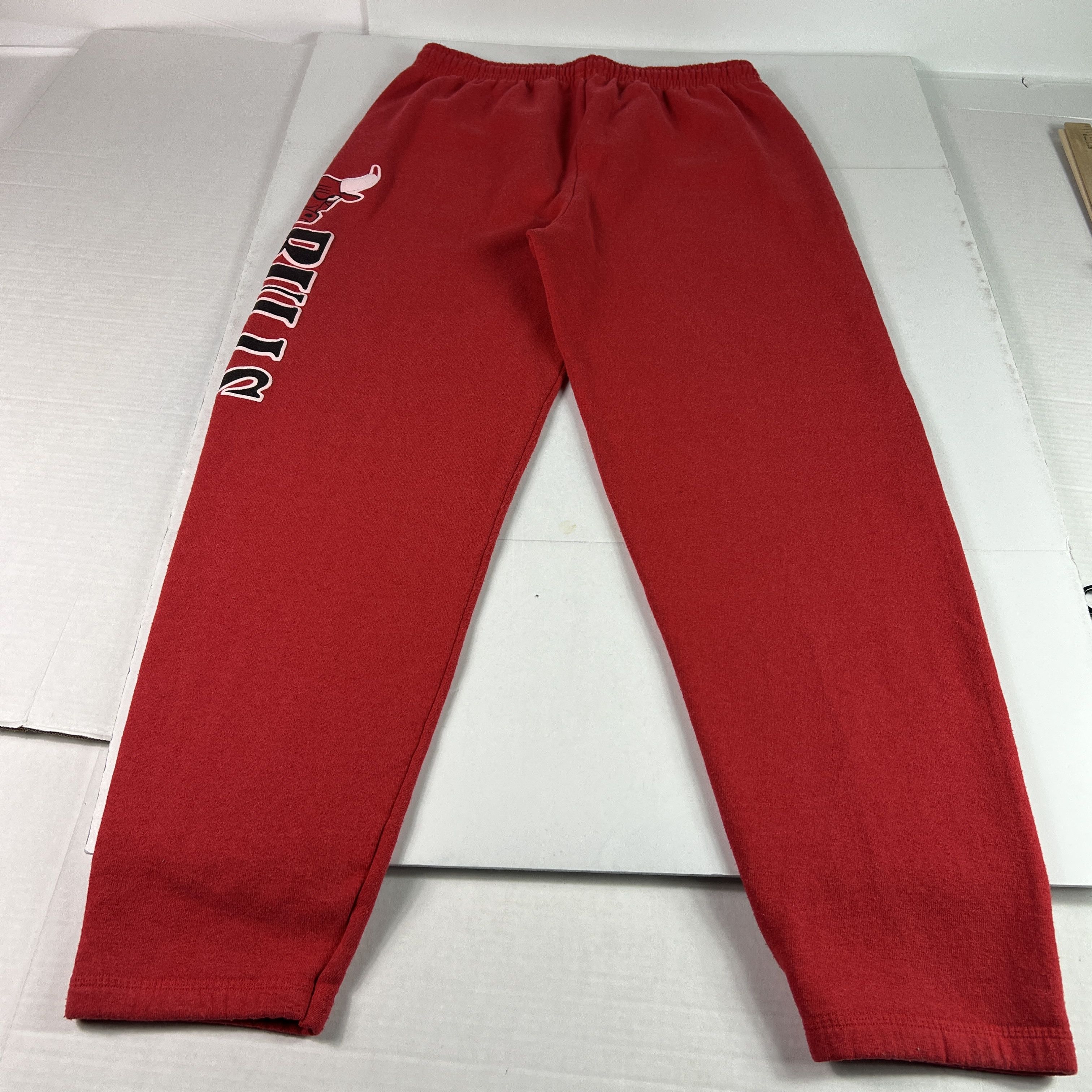 Fruit Of The Loom VTG 90s NBA Chicago Blulls Sweatpants Red Faded Logo Joggers Size US 31 - 12 Thumbnail