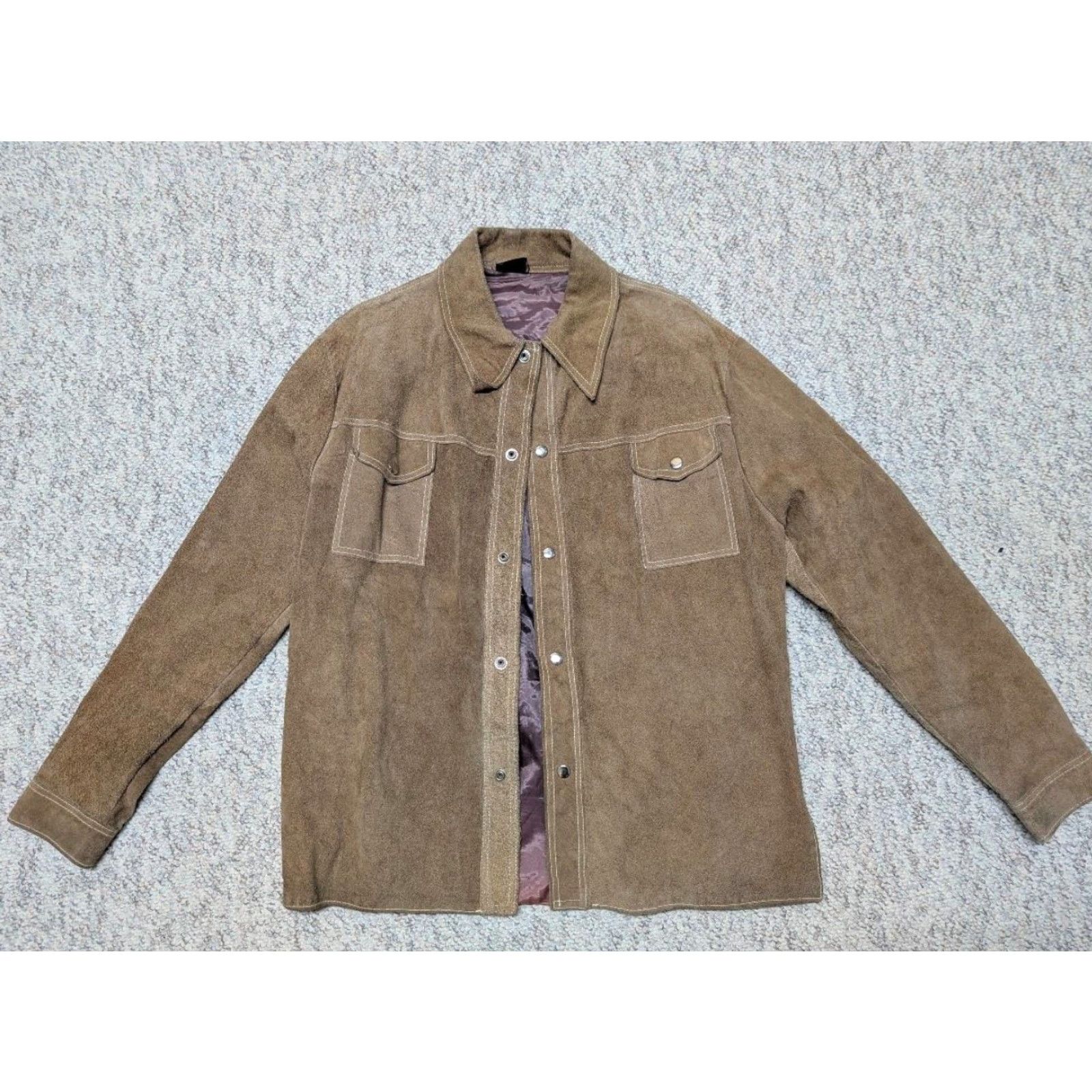 Vintage VINTAGE brown split suede cowhide leather M jacket Western Trucker Mens 40-42 1970s Size US M / EU 48-50 / 2 - 3 Thumbnail