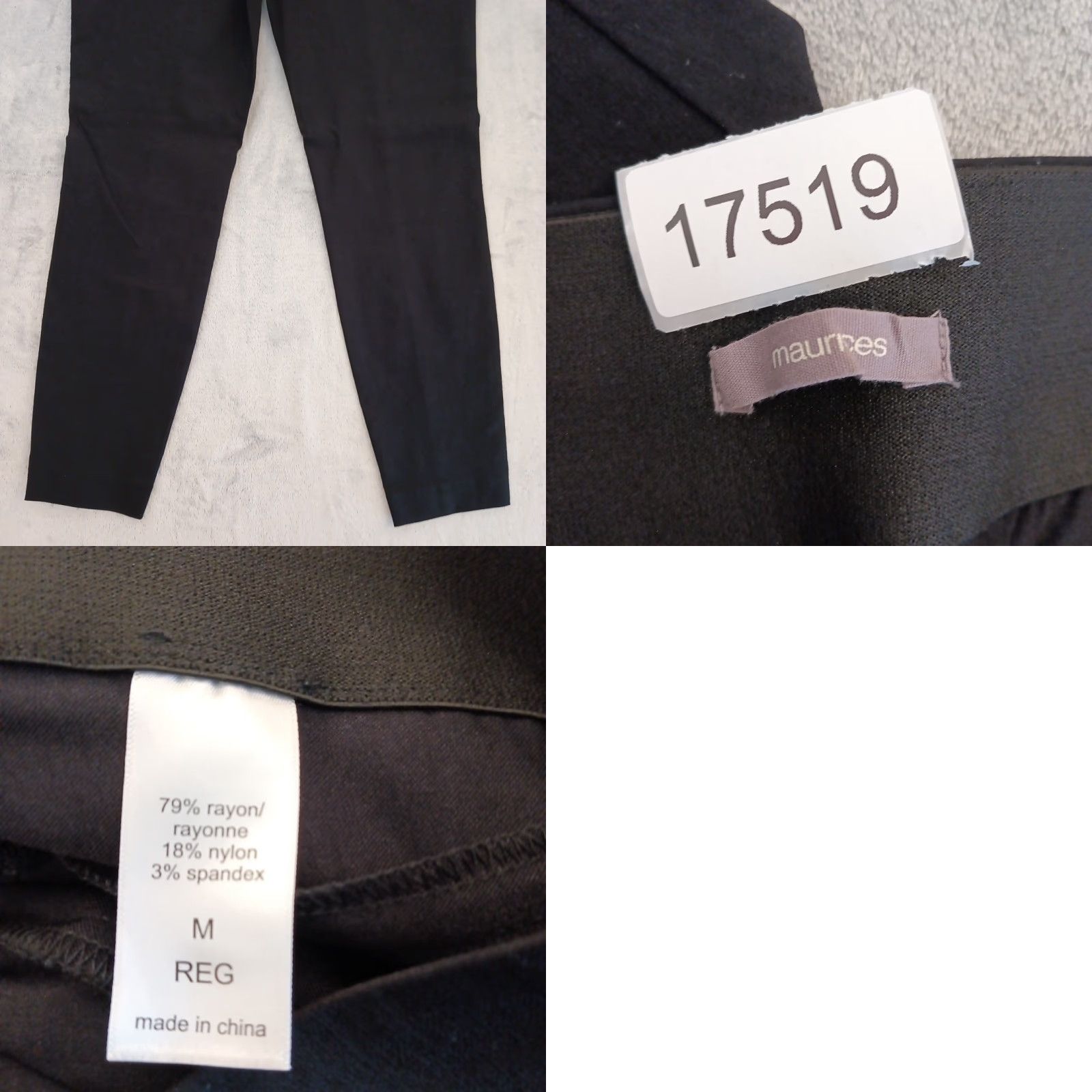 Vintage Maurices Pants Womens Medium Black Pull On Zipper Accents 30x27 Mid Rise Ankle Straight Pull On Elastic Waist 27 In Inseam Size 32" / US 10 / IT 46 - 8 Thumbnail