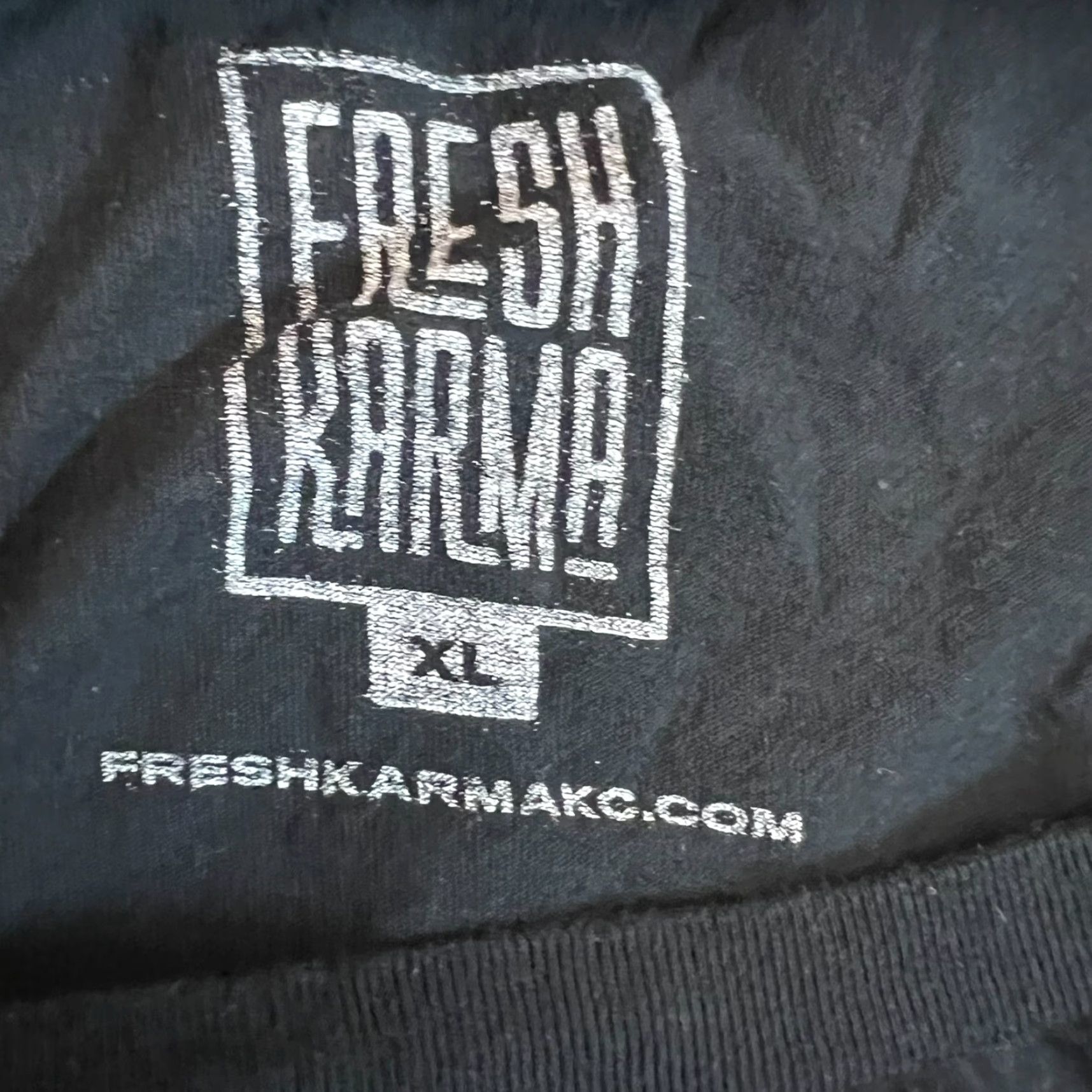 Vintage Fresh Karma T-Shirt Mens XL Black Crew Neck Short Sleeve Graphic Print Bud Theme 48in Chest Logo Accents Size US XL / EU 56 / 4 - 5 Thumbnail