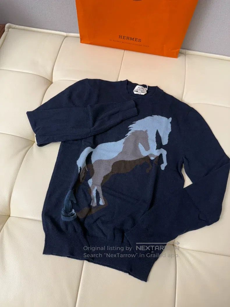 Hermes Hermes Autumn-Winter Men's Pullover Cashmere Sweater, Navy Size US XS / EU 42 / 0 - 2 Thumbnail