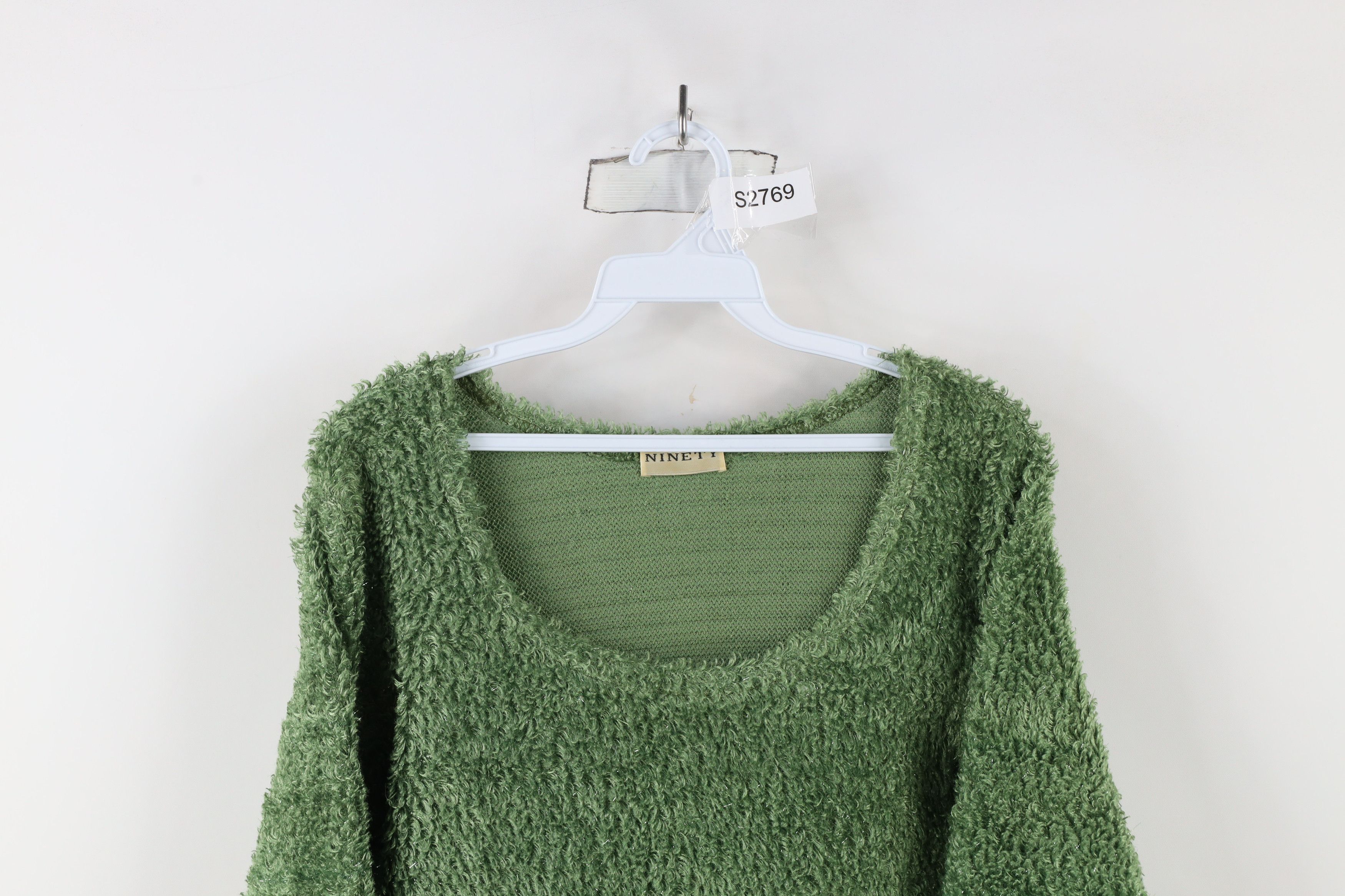 Vintage Vintage 90s Y2K Streetwear Babydoll Fuzzy Shag Sweater Green Size L / US 10 / IT 46 - 2 Thumbnail