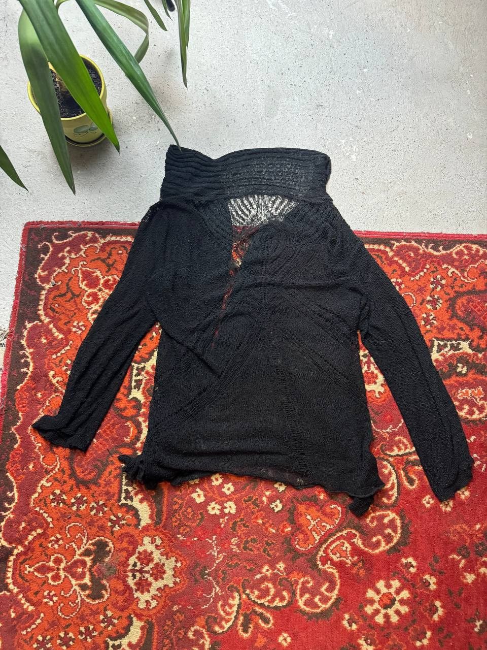 Japanese Brand × Vintage Vintage black longline Roman streetwear cardigan Size 3XL / US 20-22 - 8 Thumbnail