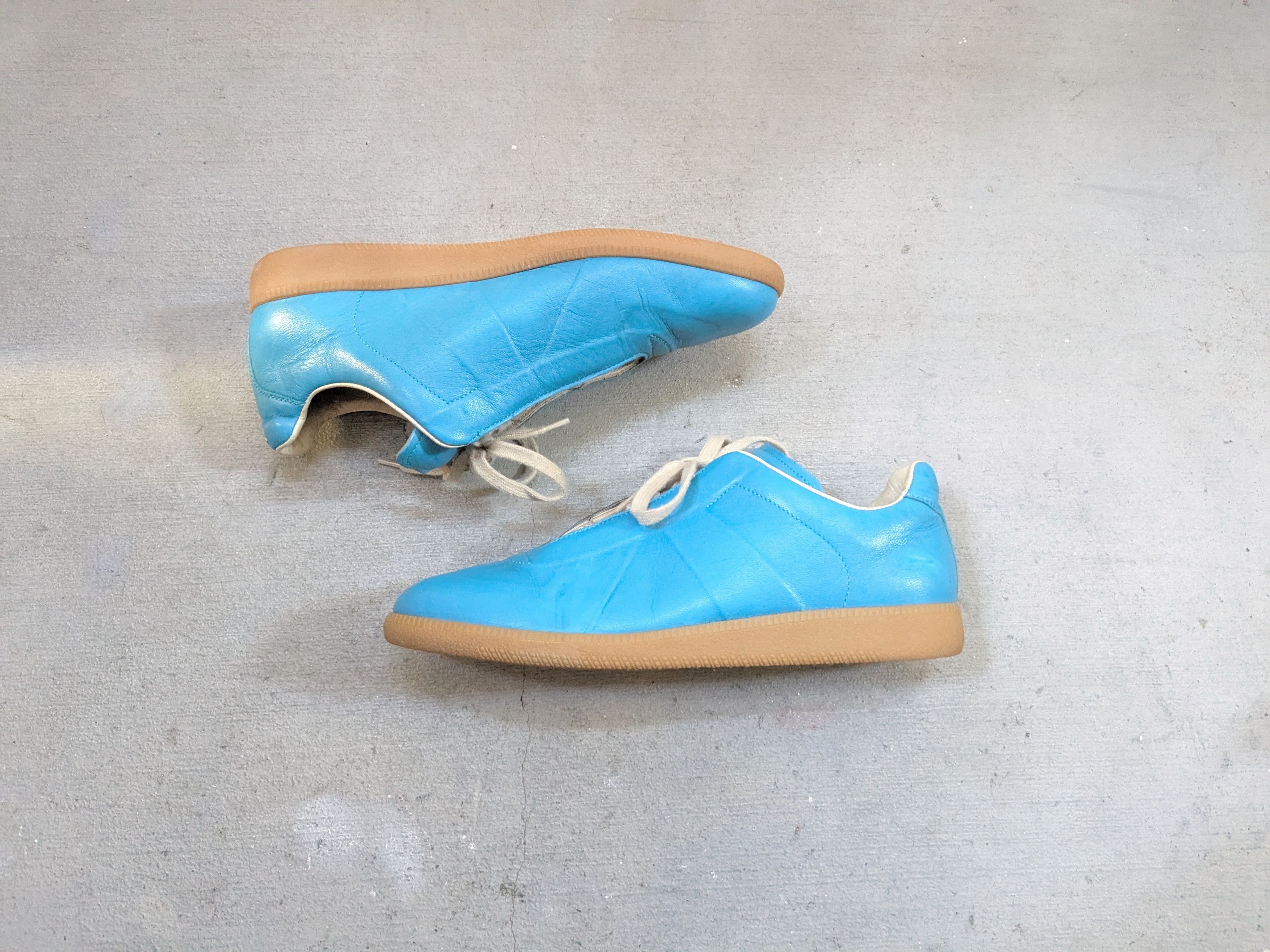 Maison Margiela GAT Replica Blue 11 44 Leather Low Tops Gum