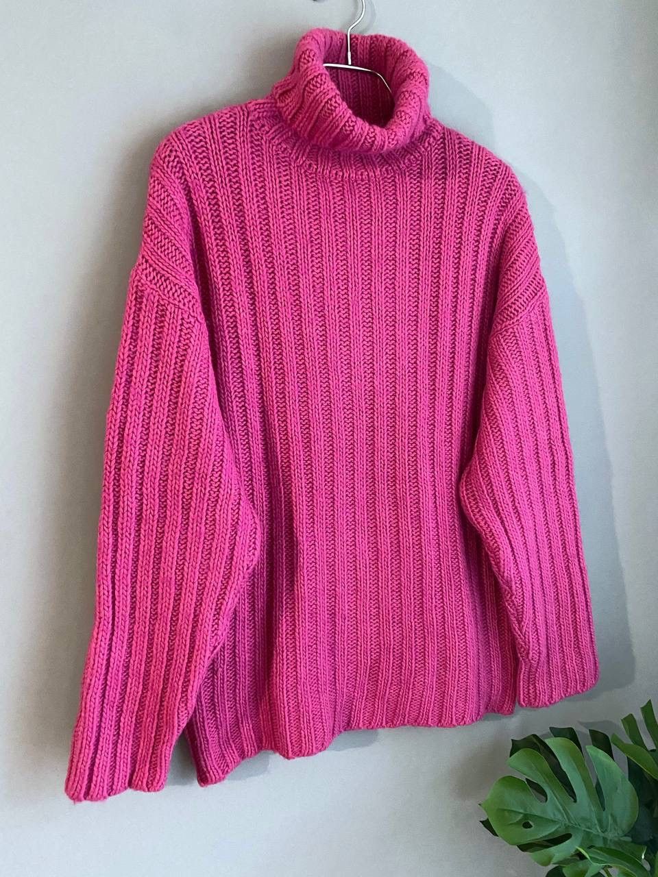 Our Legacy Men's Large Rib Turtleneck Pink Knit Sweater, L