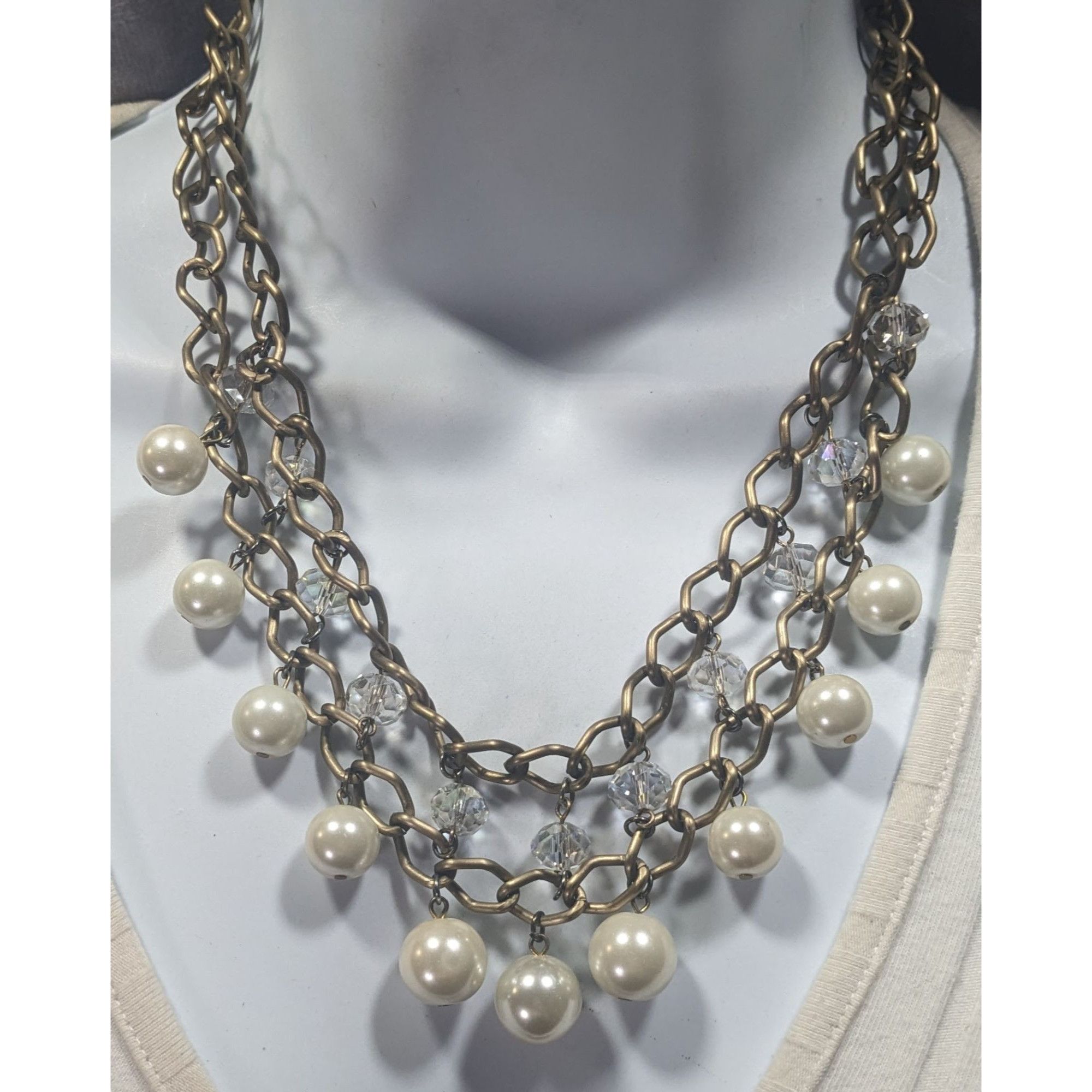 Other Vintage Glam Faux Pearl And Aurora Borealis Crystal Layered Size ONE SIZE - 2 Thumbnail