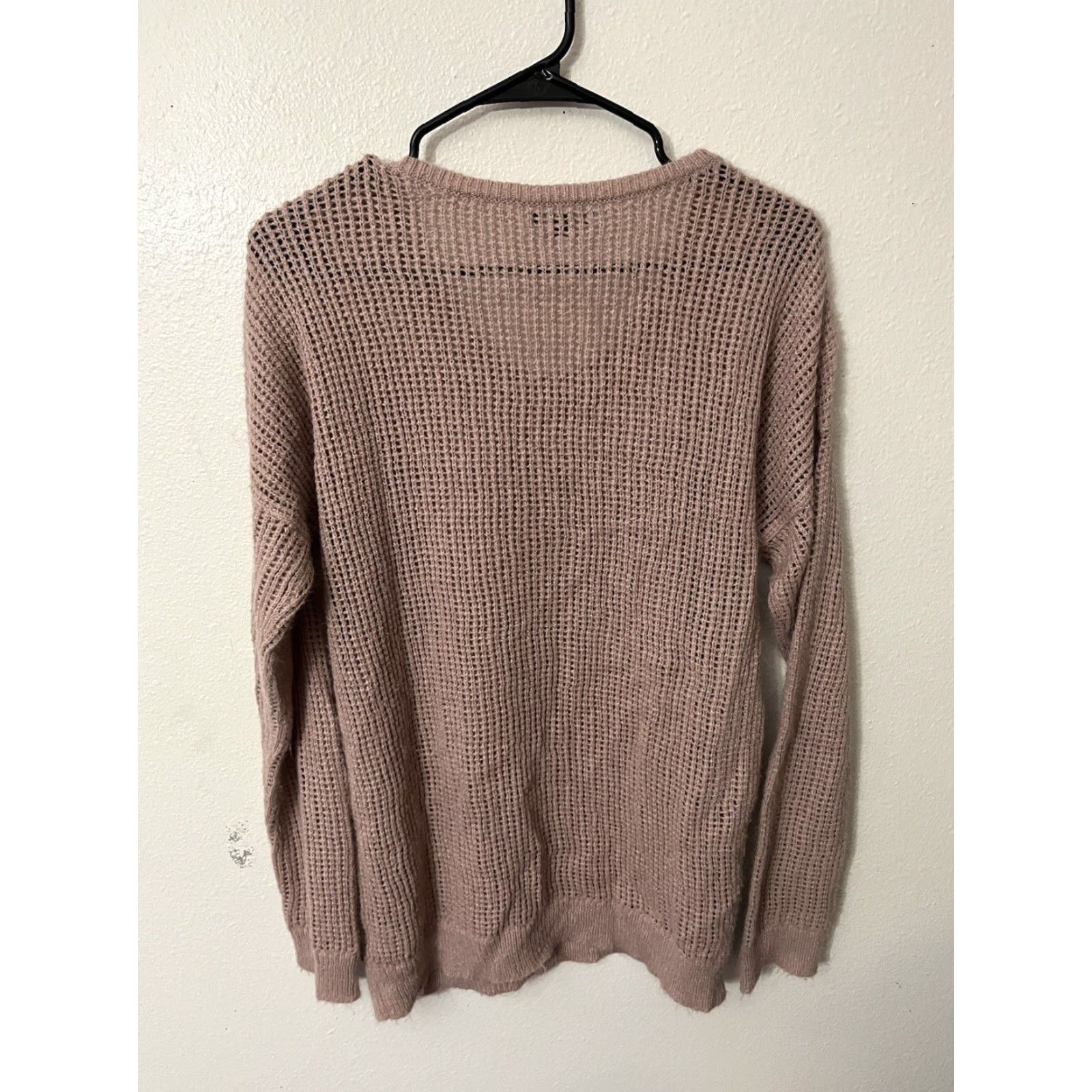 Gap Gap Pink Crochet Knit Pullover Sweater - Long Sleeve, V-Neck, Acrylic Size Large, Women Clothing, Casual Knitwear, Regular Fit Size L / US 10 / IT 46 - 2 Thumbnail