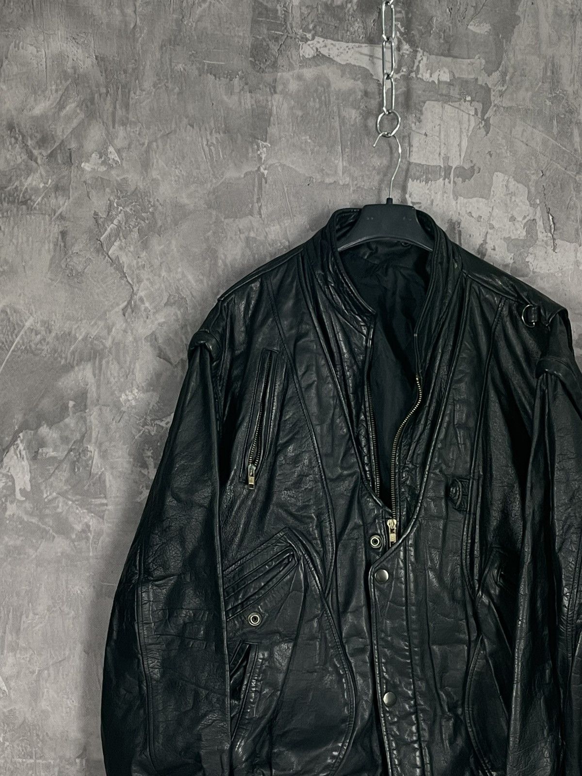 Japanese Brand × Vintage Vintage Leather Jacket Biker Ramones Black Genuine Trucker Size US M / EU 48-50 / 2 - 3 Thumbnail