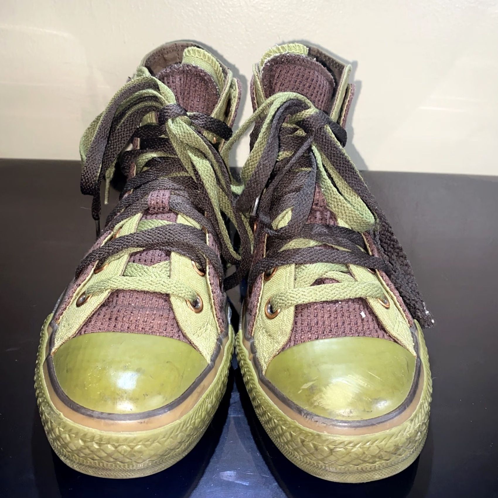 Vintage Chuck Taylor All Star Double Tongue Sneaker Green Brown Size 8 Women US Shoe Size 8 Green Style Athletic Stars Size US 8 / IT 38 - 2 Thumbnail