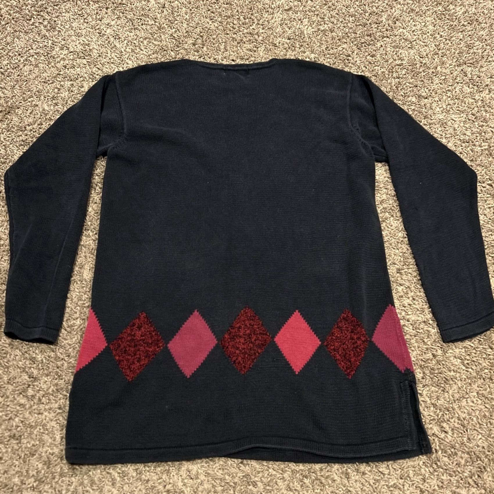 Vintage VINTAGE Mixit Sweater Dress Dress Knee Length M Tall Cotton Black Red 90s Womens Size M / US 6-8 / IT 42-44 - 3 Thumbnail