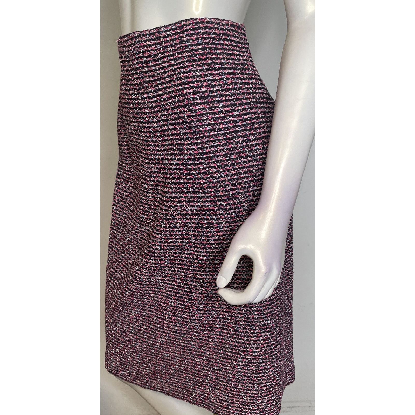 St. John St John Black Pink Multi Tweed Knit Skirt 6 Pencil Stripe Size 28" / US 6 / IT 42 - 4 Thumbnail