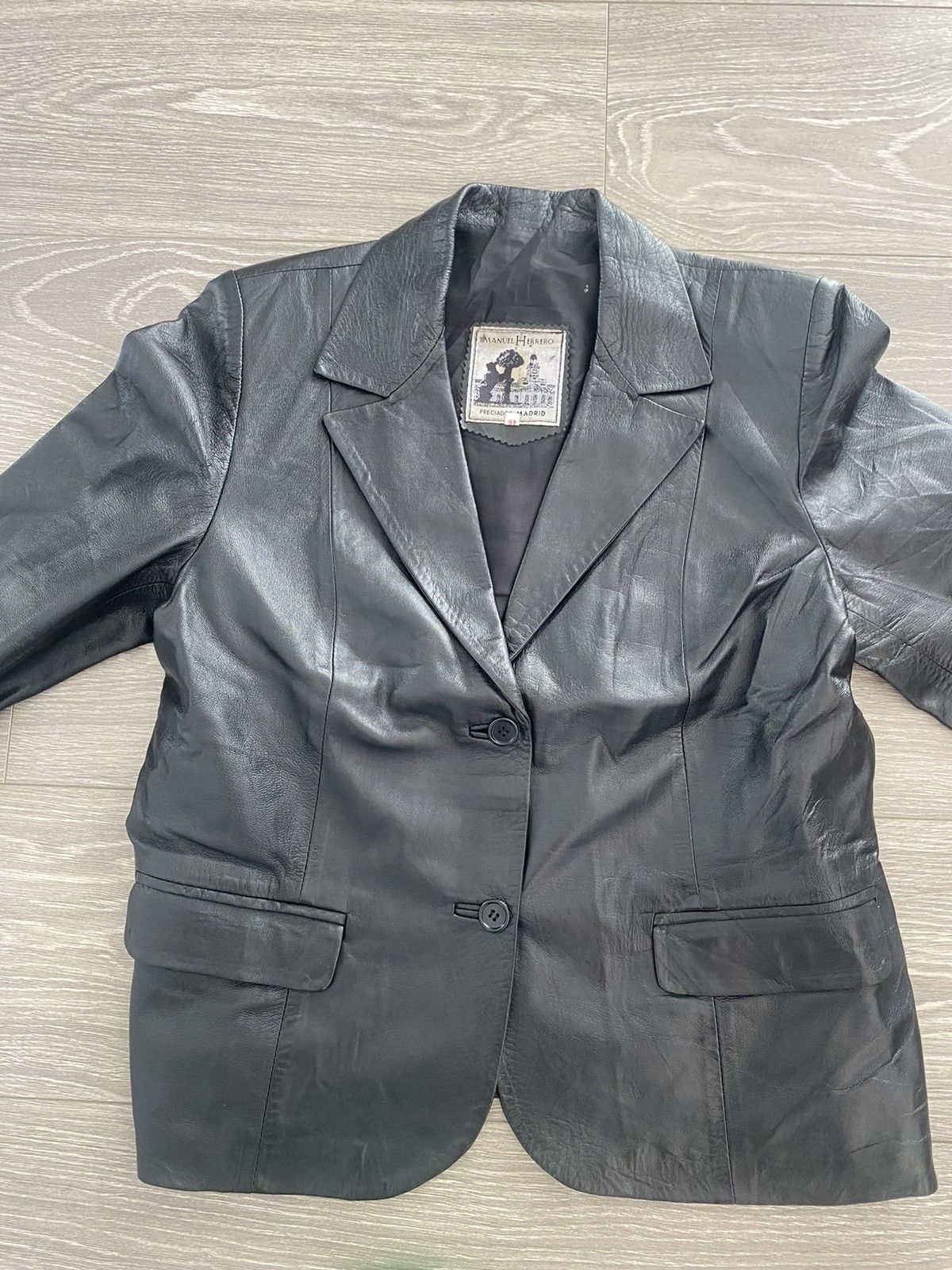 Genuine Leather × Vintage Vintage Leather Blazer Size L / US 10 / IT 46 - 2 Thumbnail