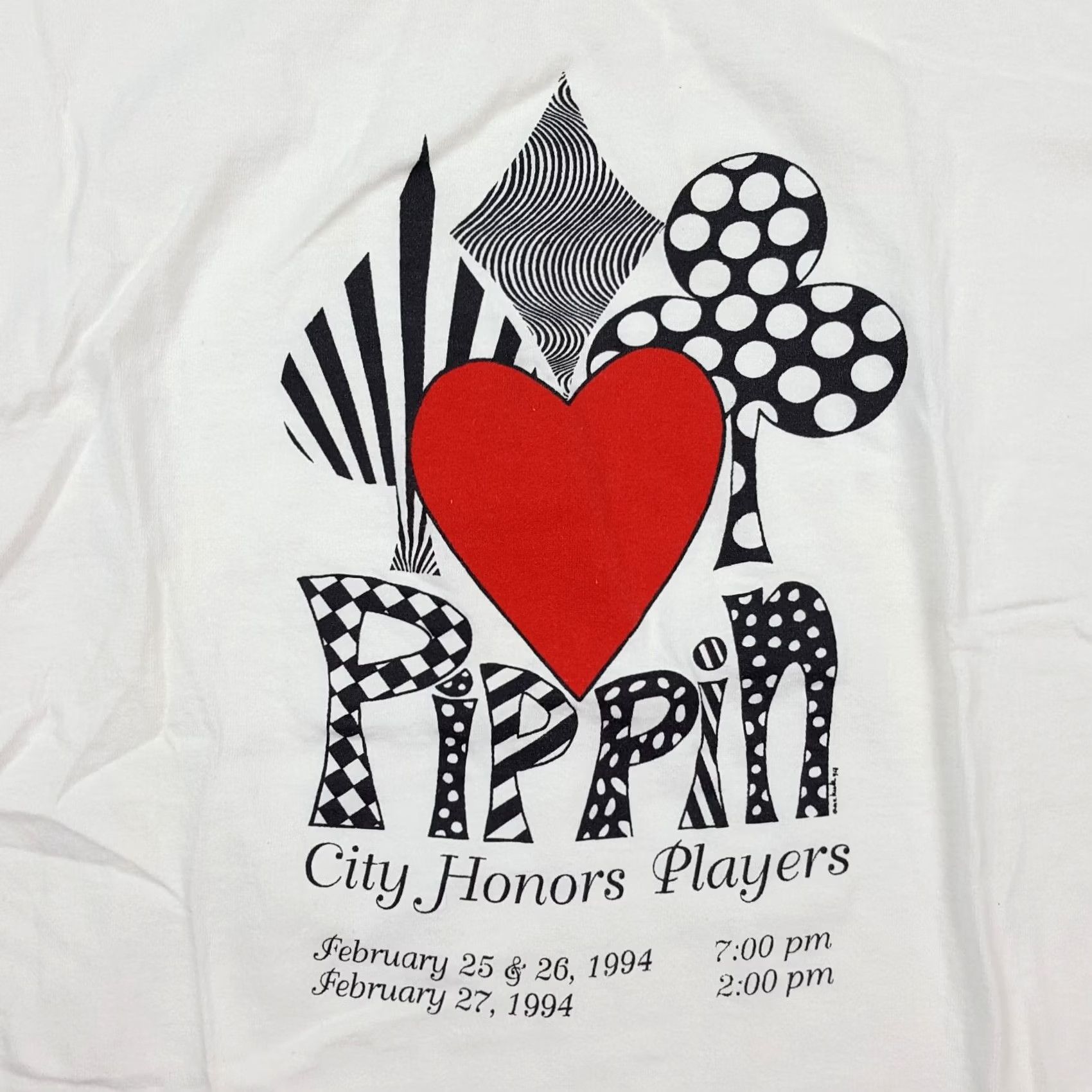 Fruit Of The Loom VINTAGE 90s Pippin Poker Black Jack Cards Men's XL T Shirt USA Casino Art Heart Retro White Cotton Fruit of the Loom Graphic Print Size US XL / EU 56 / 4 - 3 Thumbnail