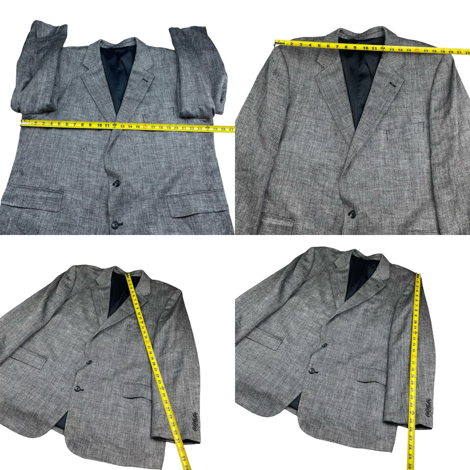 Stafford Stafford Men’s Blazer Jacket Gray Herringbone 100% Silk 2-Button 48R Size 48R - 8 Thumbnail