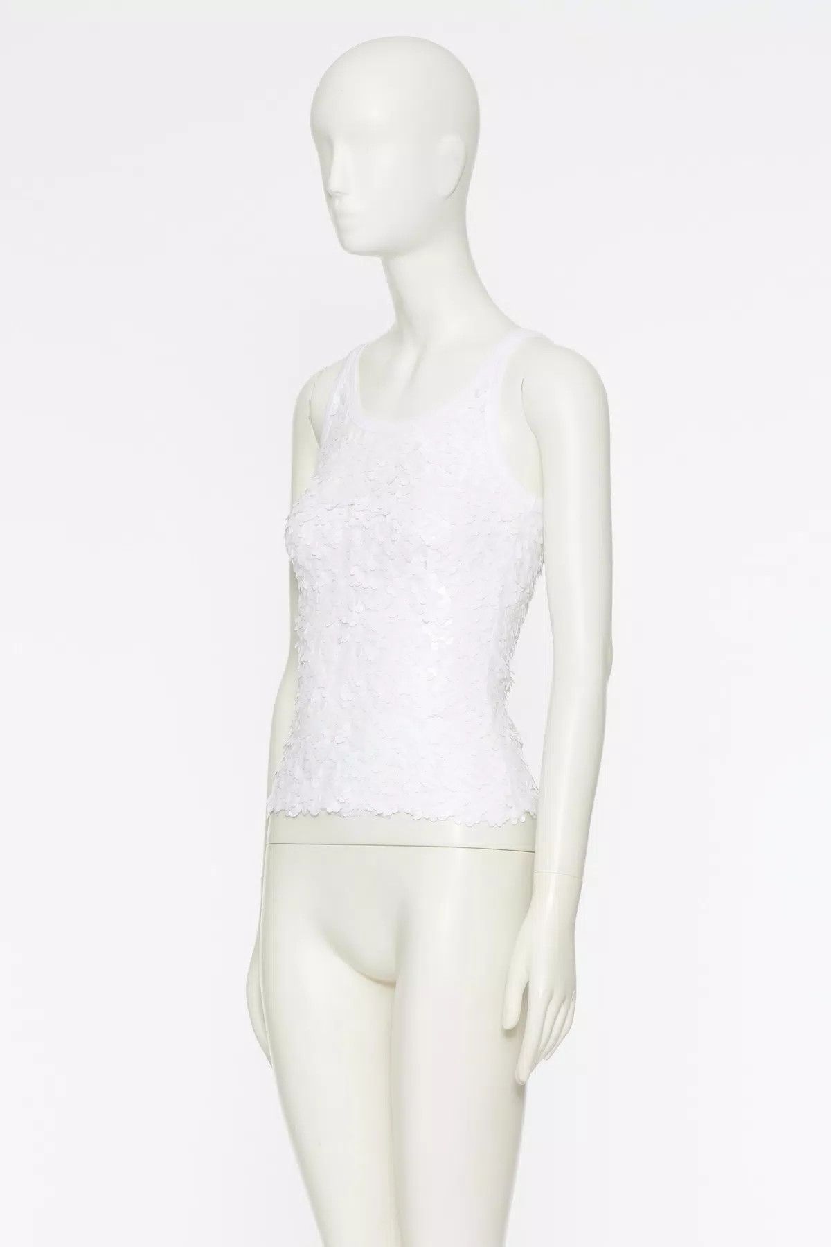 Valentino o1s1wg110625 Embroidered Stretch Cotton Tank Top in White Size L / US 10 / IT 46 - 2 Thumbnail