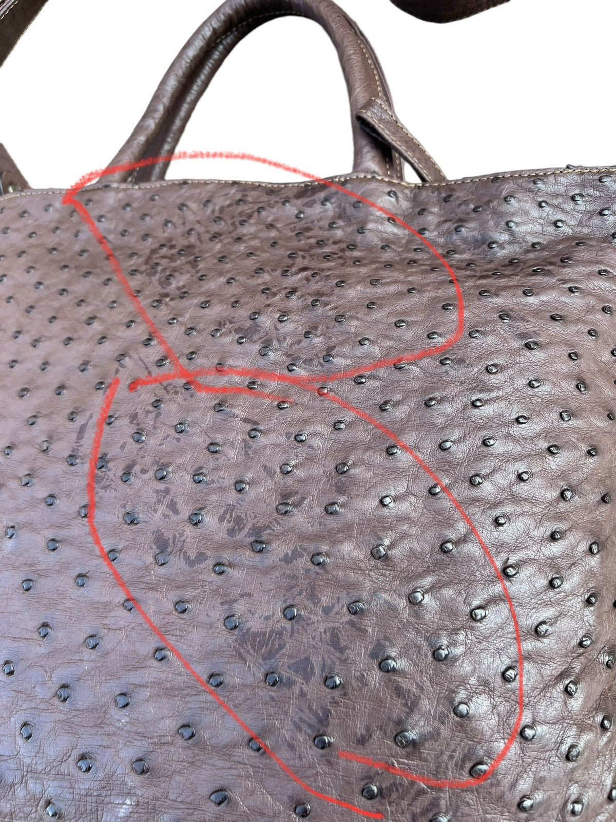 Leather Vintage Ostrich Leather 2 Way Bag AKI Leather Work Japan Size ONE SIZE - 13 Thumbnail