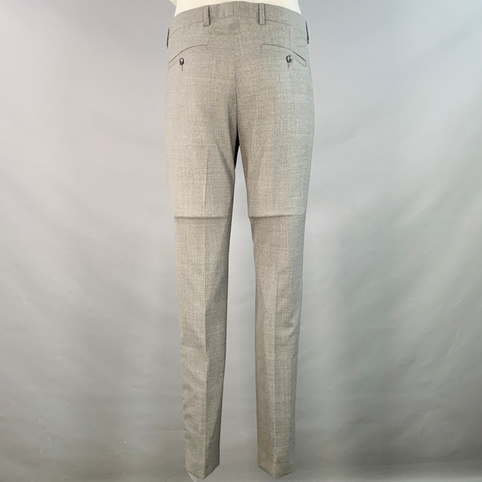 AMI Size 38 Grey Wool Notch Lapel Suit Size 38R - 5 Thumbnail