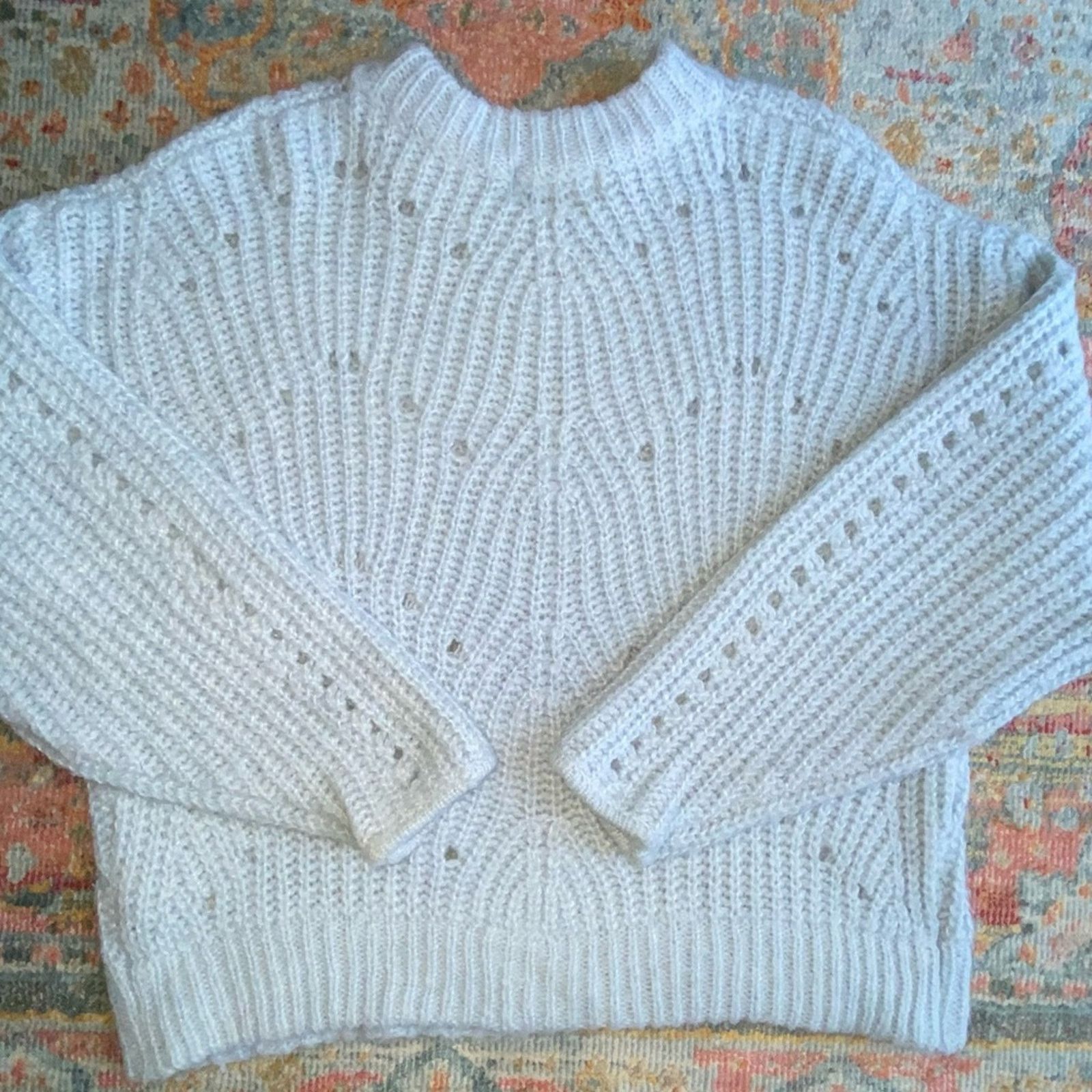 MOUSSY MOUSSY $320 Pale Blue Eyelet Volume Sleeve Sweater sz 1 Sm Size S / US 4 / IT 40 - 9 Thumbnail