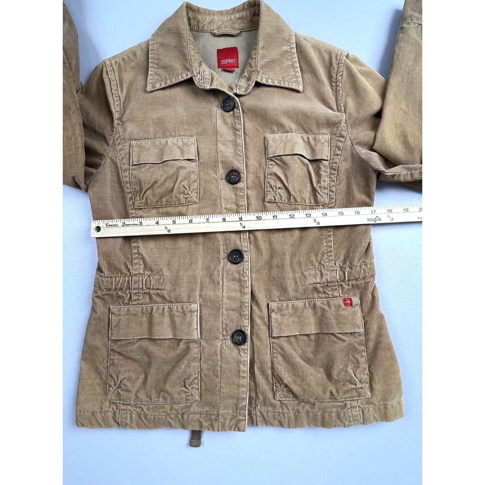 Esprit Esprit Jacket Womens L Brown Corduroy Button Front Utility Pockets Lined Size L / US 10 / IT 46 - 5 Thumbnail