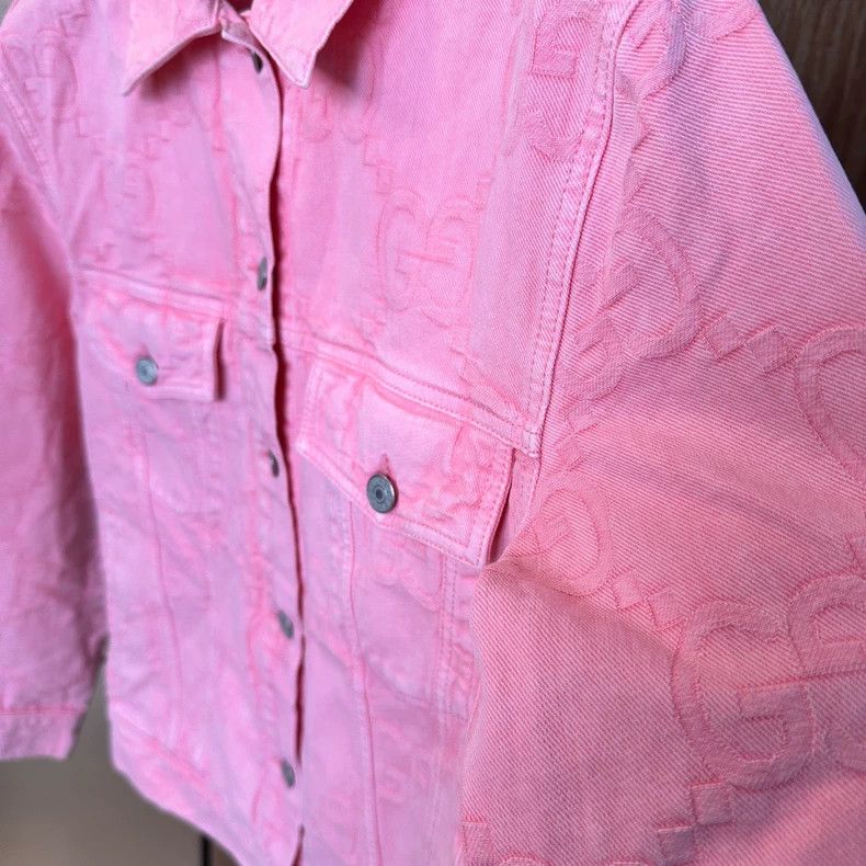 Gucci Gucci Pink double G full print old flower denim jacket 2501 Size US XXS / EU 40 - 4 Thumbnail